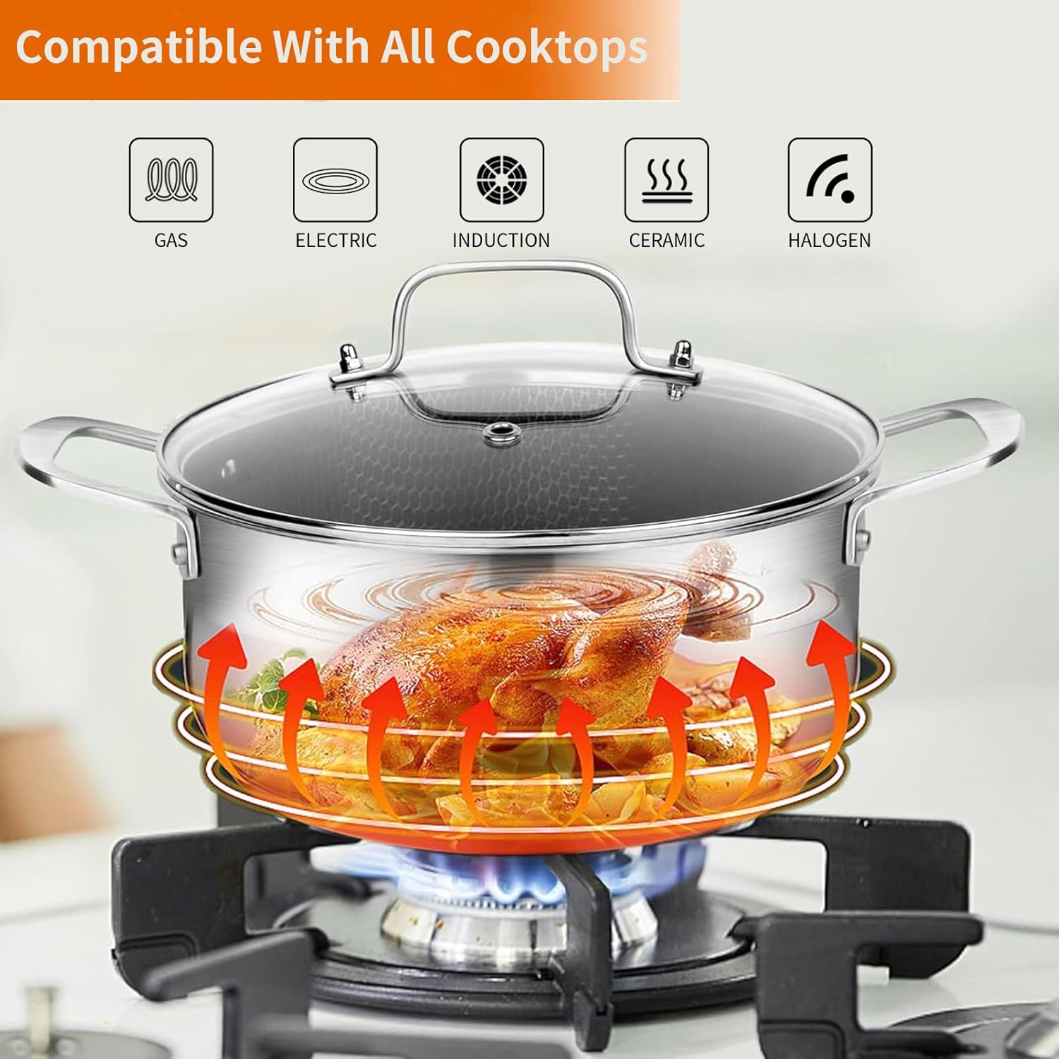DELARLO 5QT Tri-Ply Stock Pot with Lid