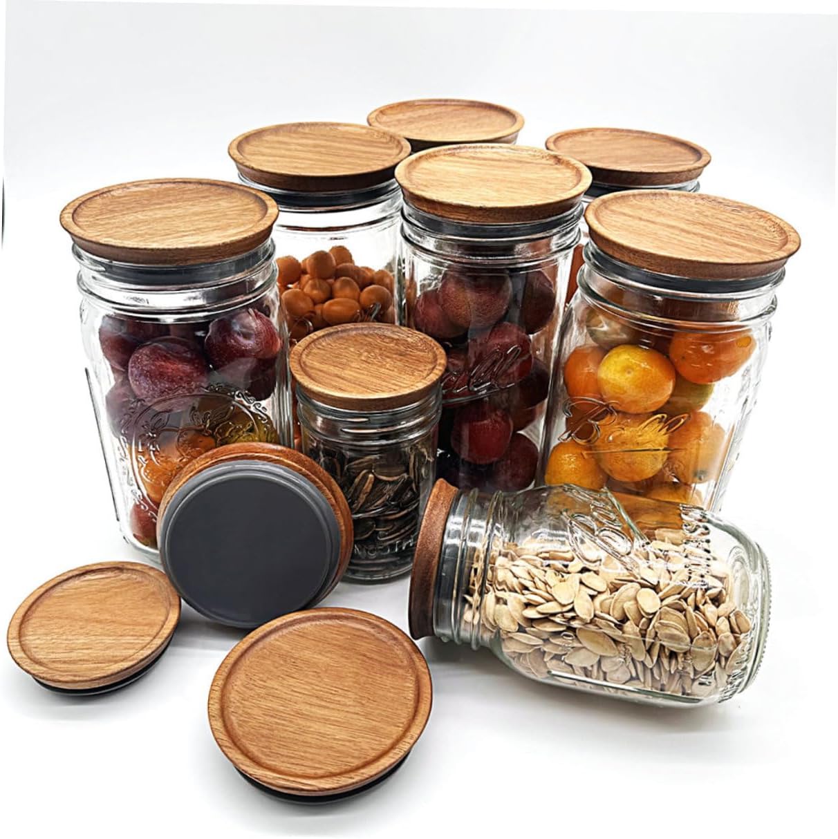HOLIDYOYO 2pcs Mason Jar Wooden Covers 70mm