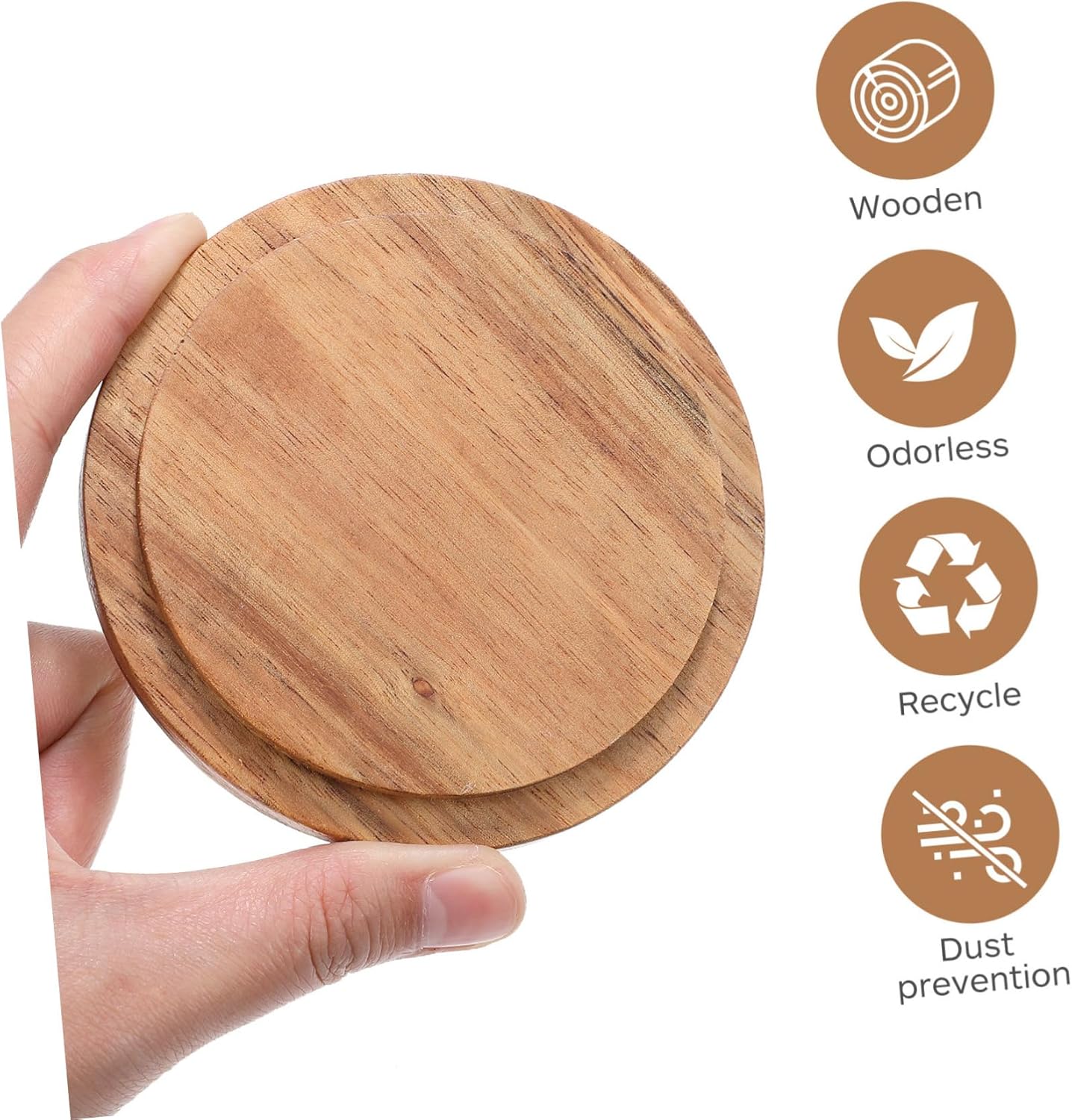 4-Piece Acacia Wooden Lid Set for Warm Drinks