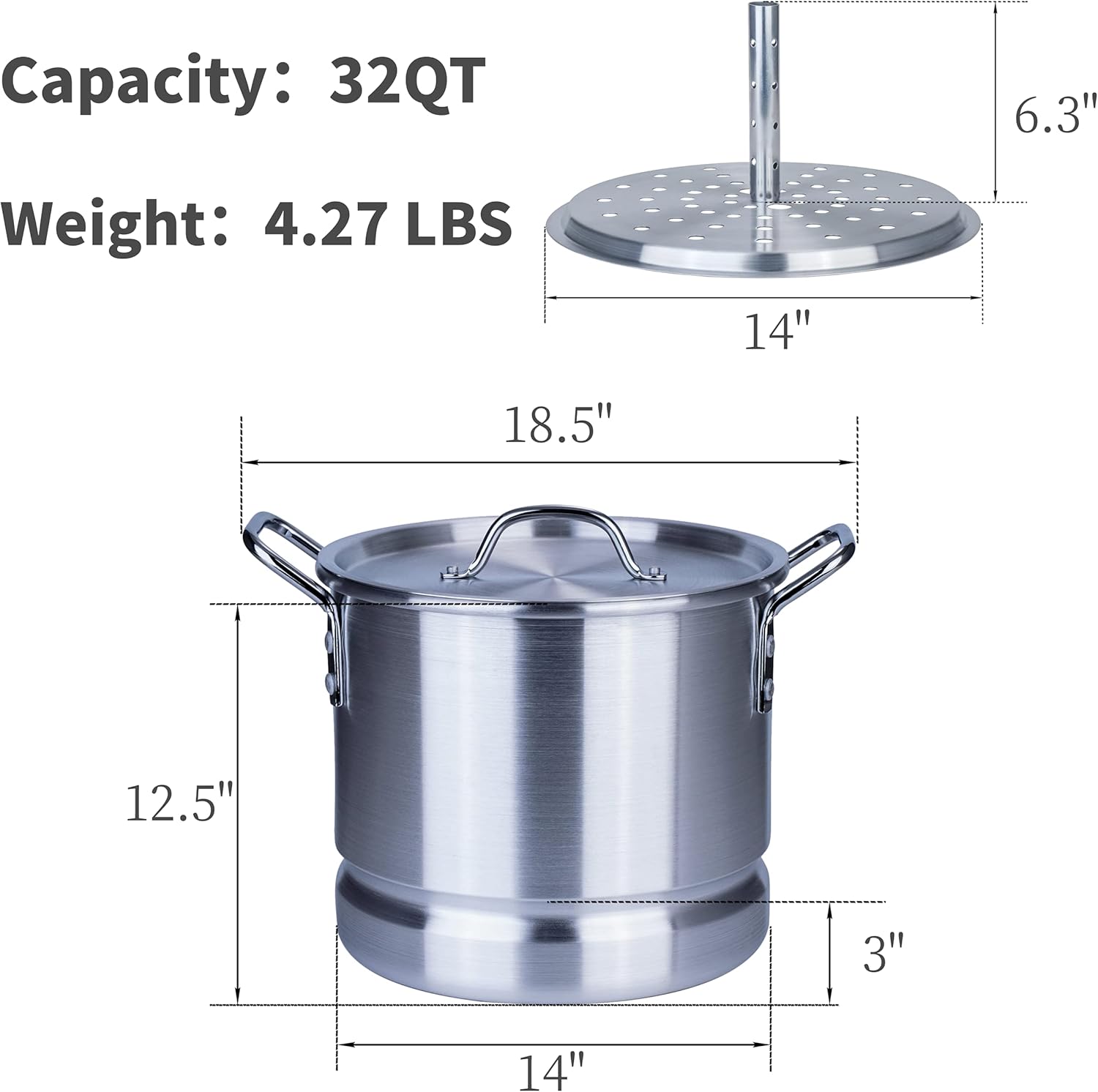 Portable Stockpot with Steamer for Outdoor Cooking