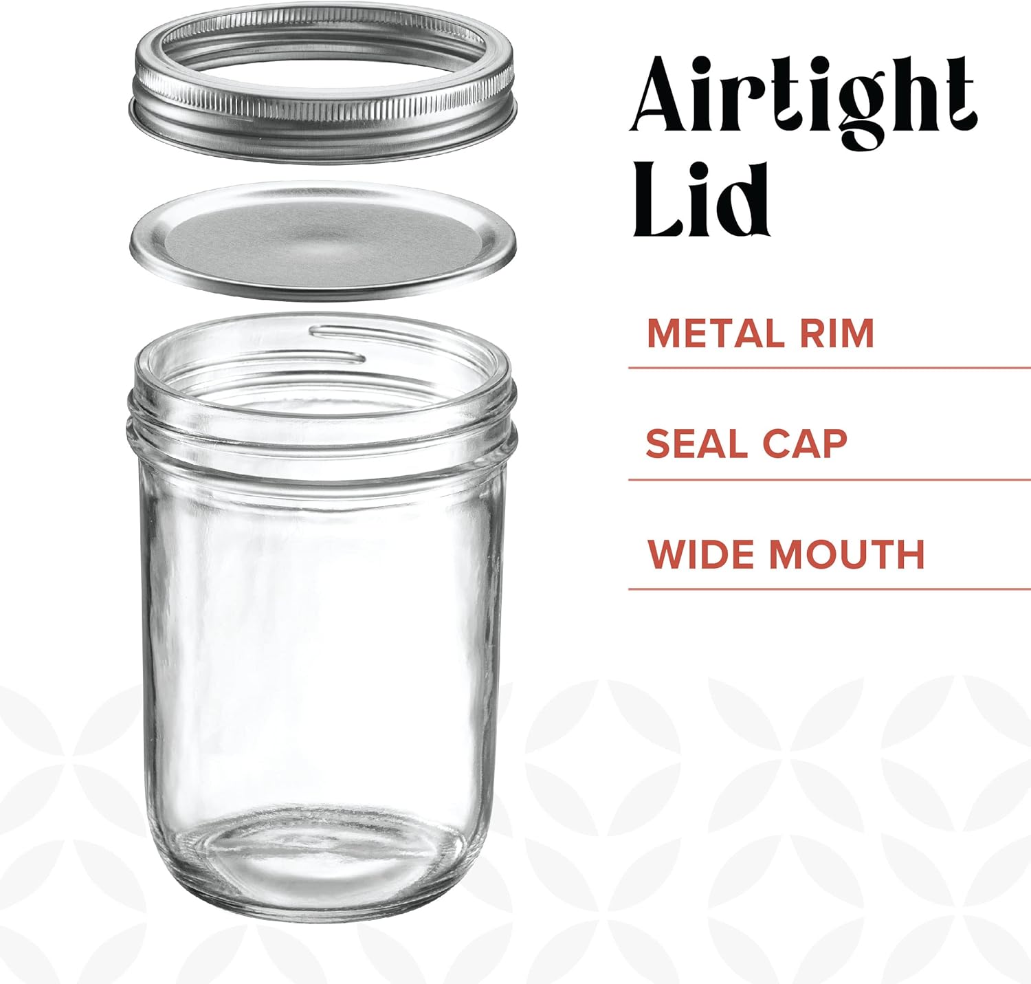 6-Piece Glass Mason Jar 16 Oz 1 Pint Canning Capacity