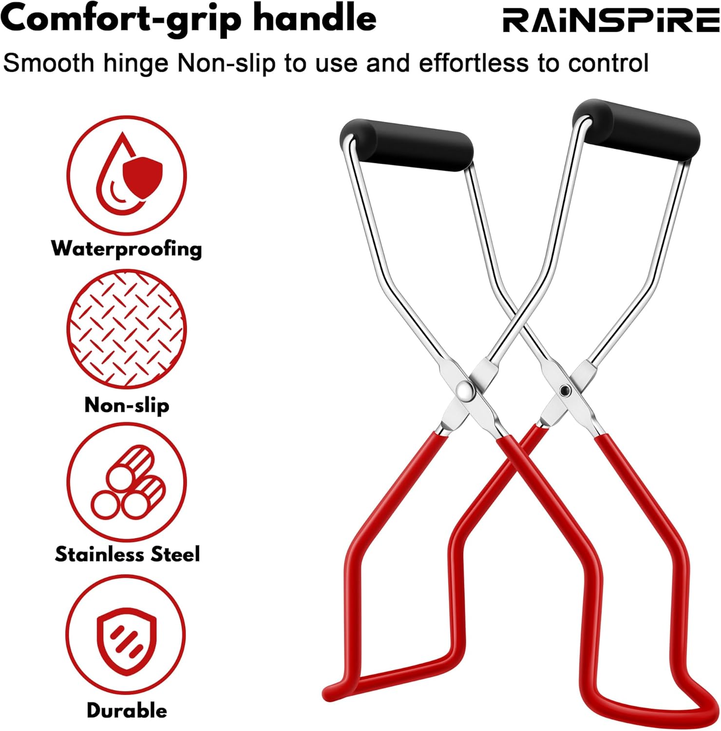Rainspire Canning Jar Lifter Red Safety Tool