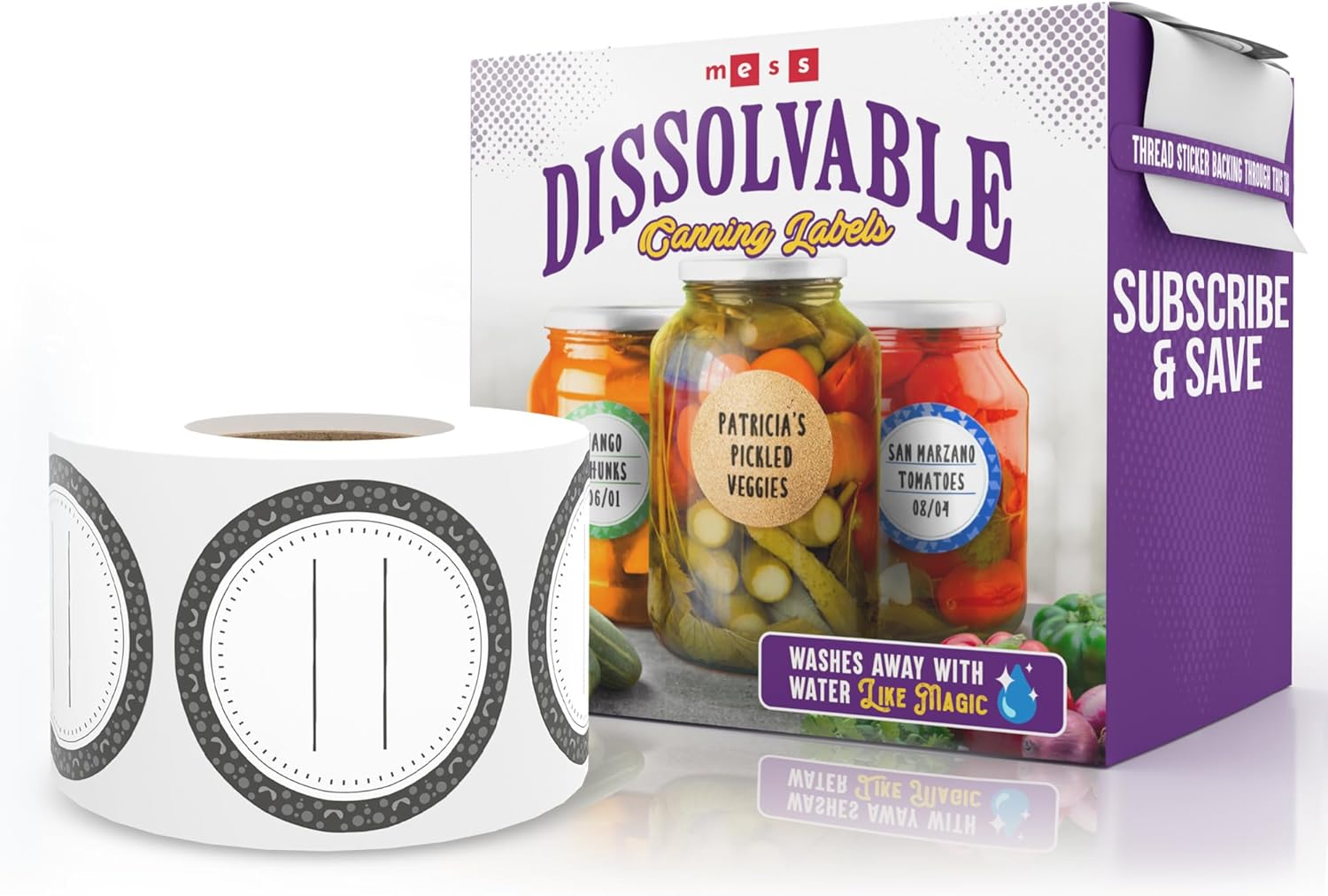 MESS Dissolvable Canning Labels for Jars 200 Labels Easy to Use