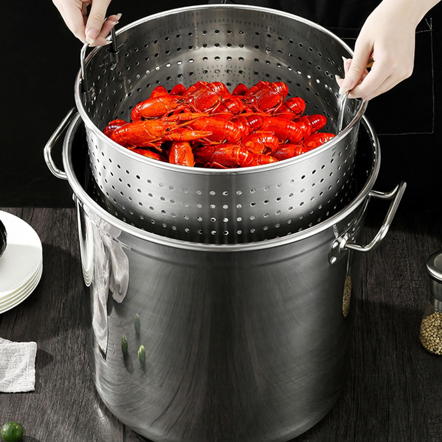 AIZYR 35cmx35cm Stainless Steel Stockpot for Boiling Seafood Turkeys