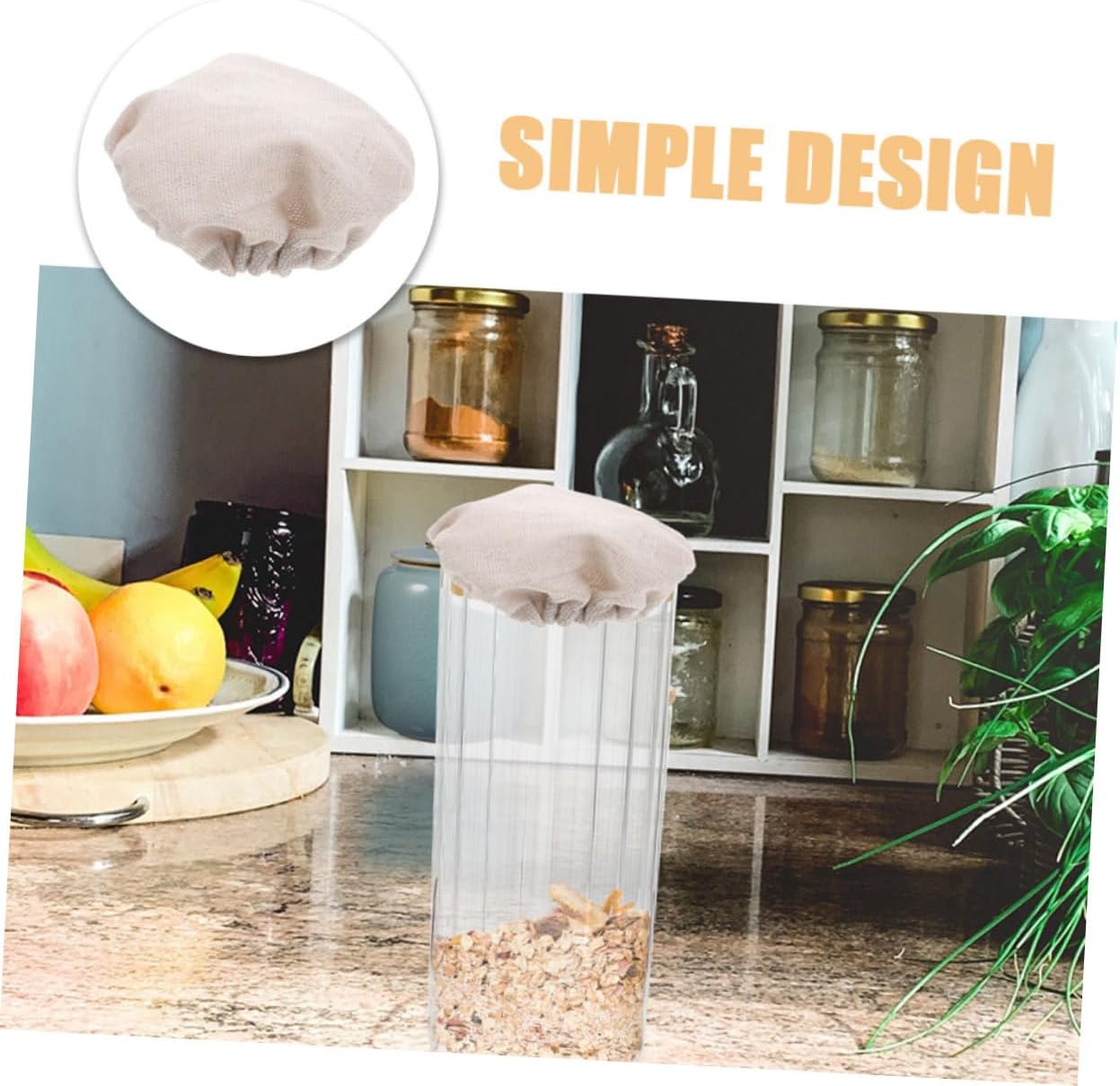 2-Piece Beige Cloth Airtight Jar Lids