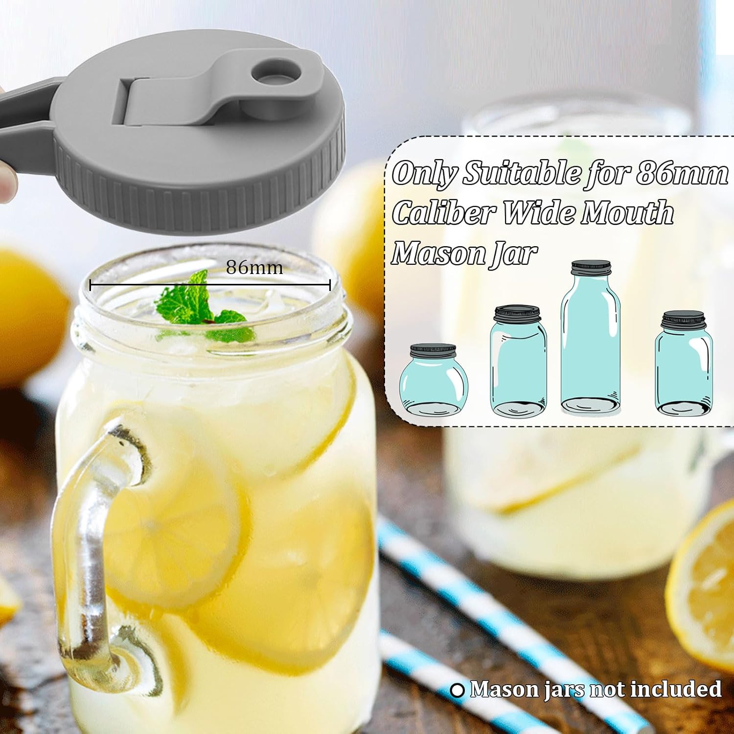 2PCS Mason Jar Pour Spout Lid with Handle Airtight Leak-Proof