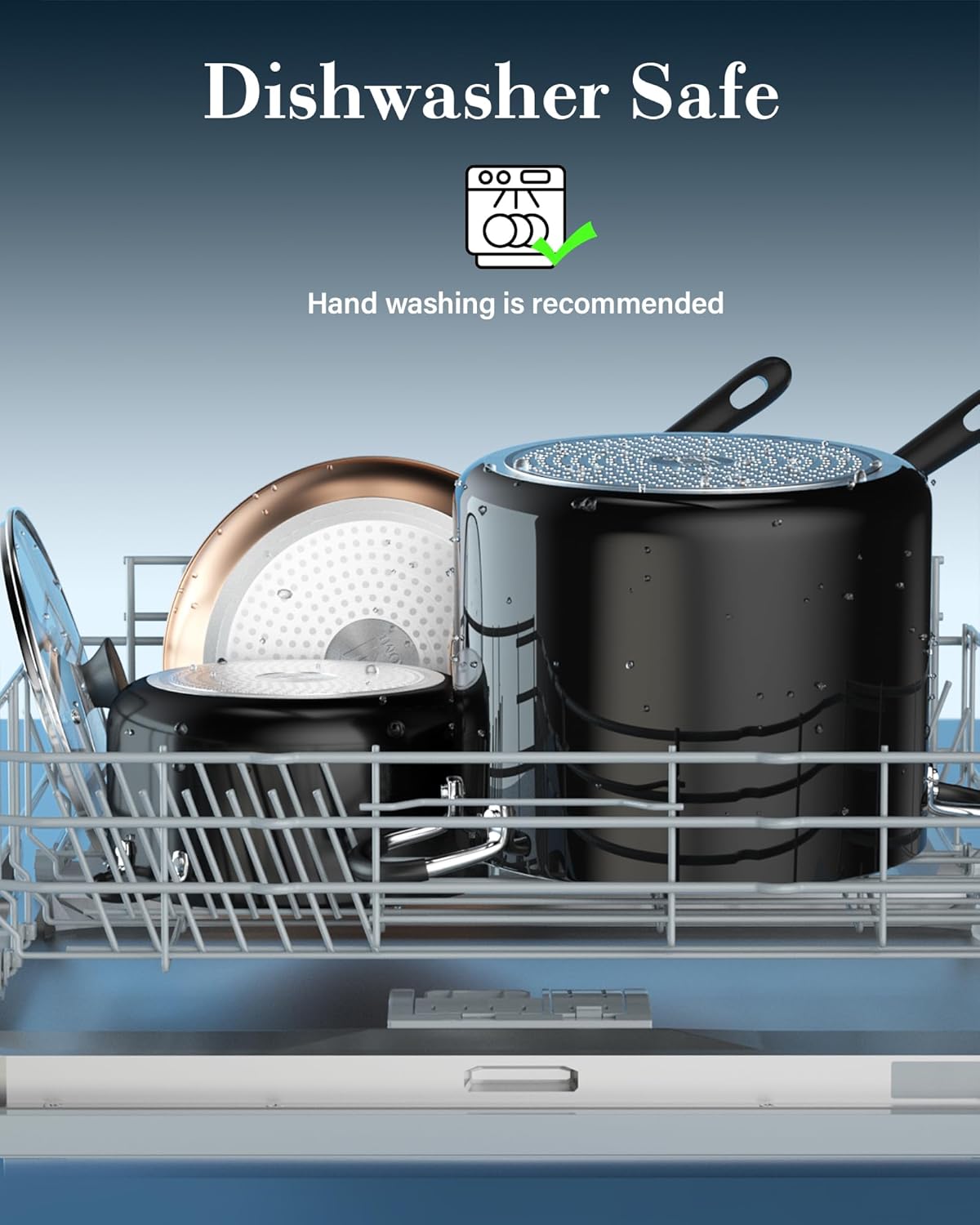 Compact Nonstick Stockpot with Glass Lid Black