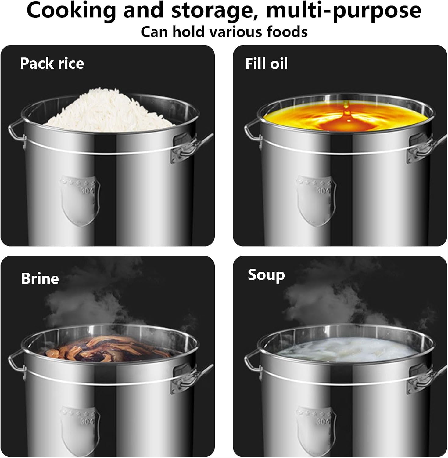 AIZYR 304 Stainless Steel Stock Pot 25x26cm 1