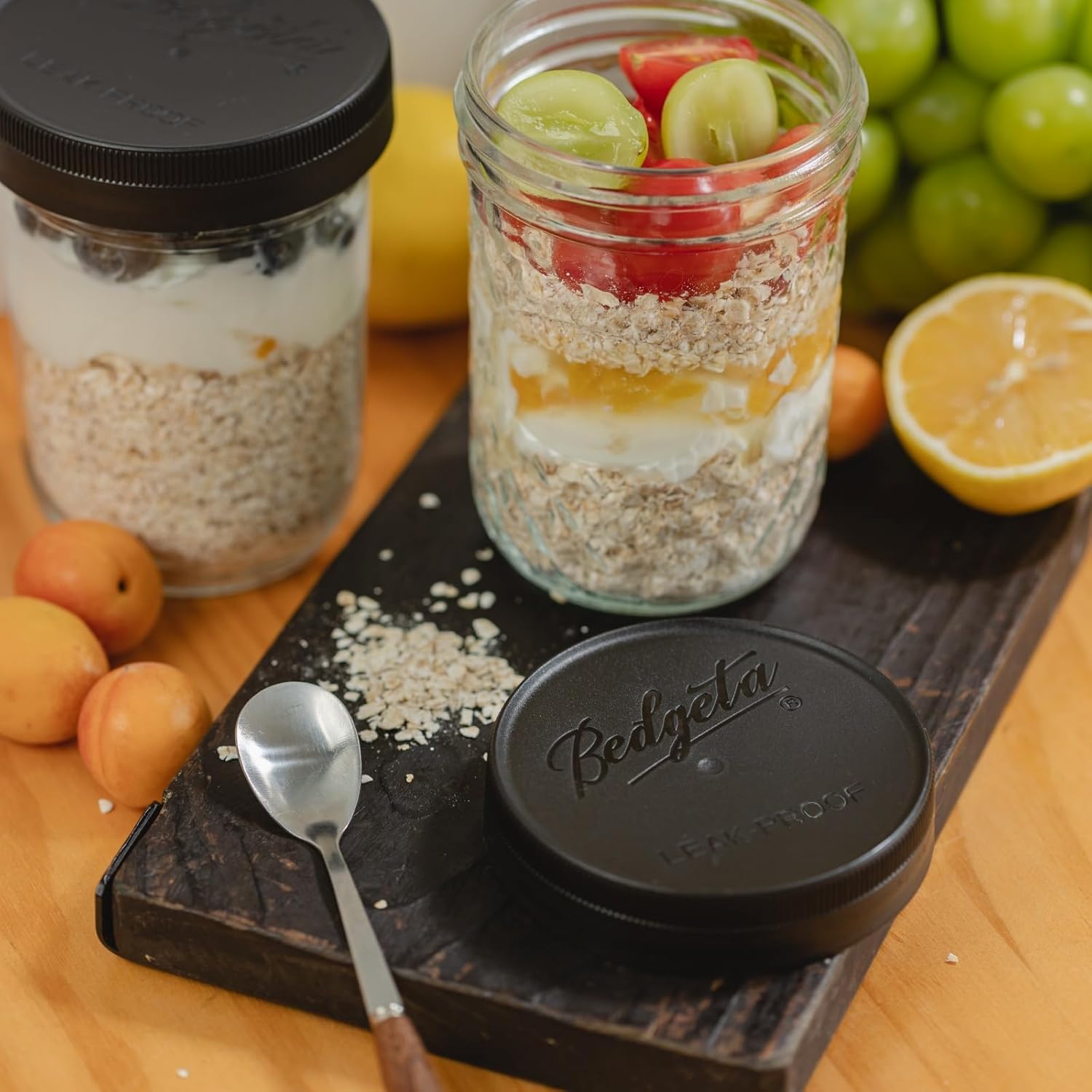 9-Piece Set of Black Mason Jar Lids with Reusable Wide Mouth Design