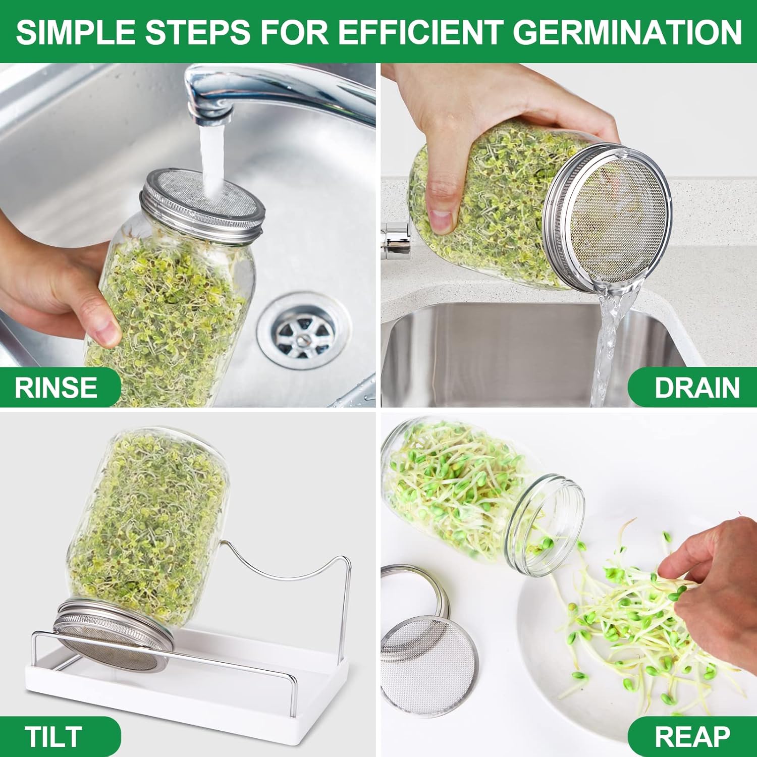 High-Quality Sprouting Jar Kit for Broccoli Alfalfa Mung Bean Seeds