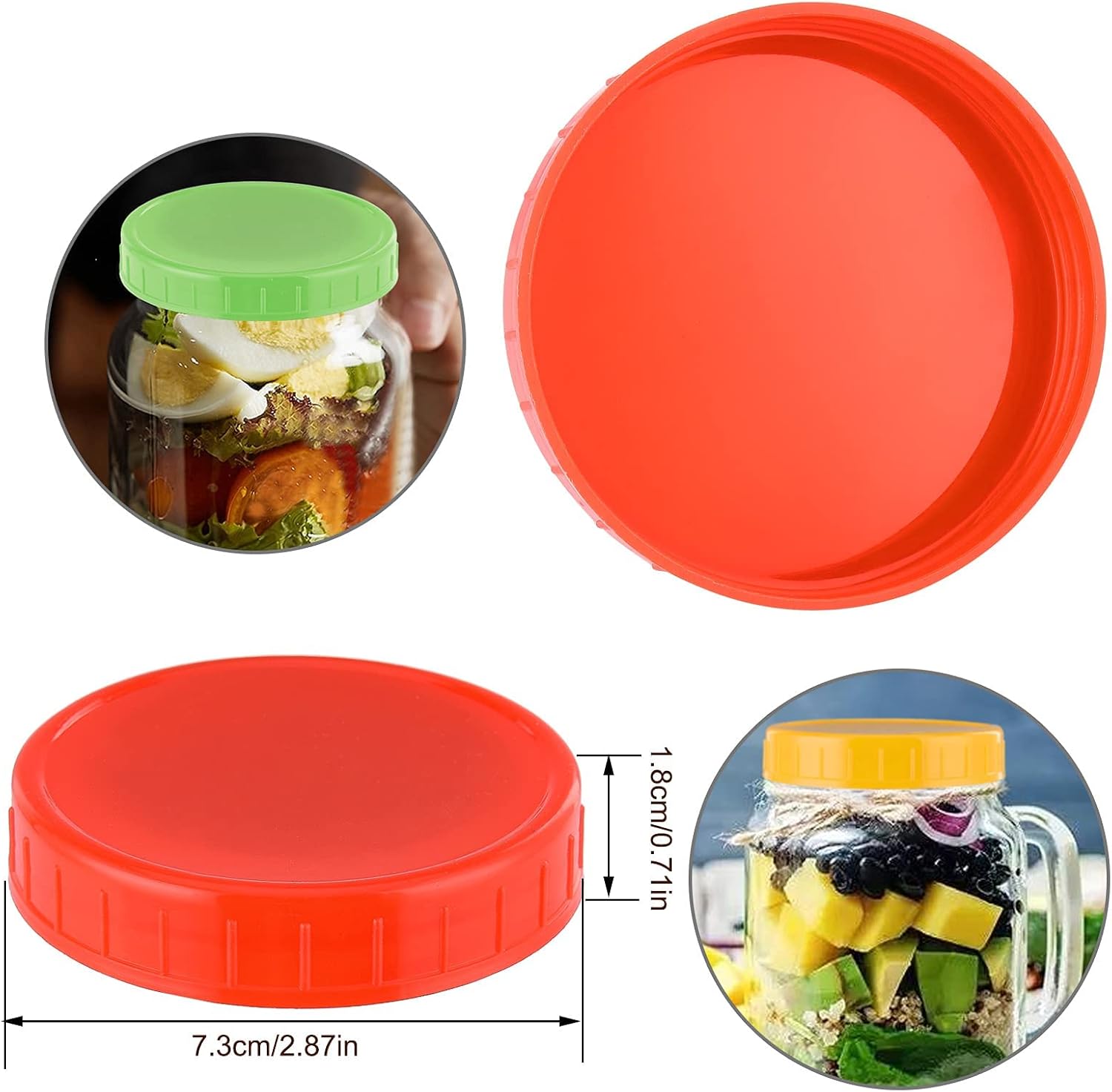 Plastic Mason Jar Lids 8PCS with Leak-Proof Silicone Ring Pink