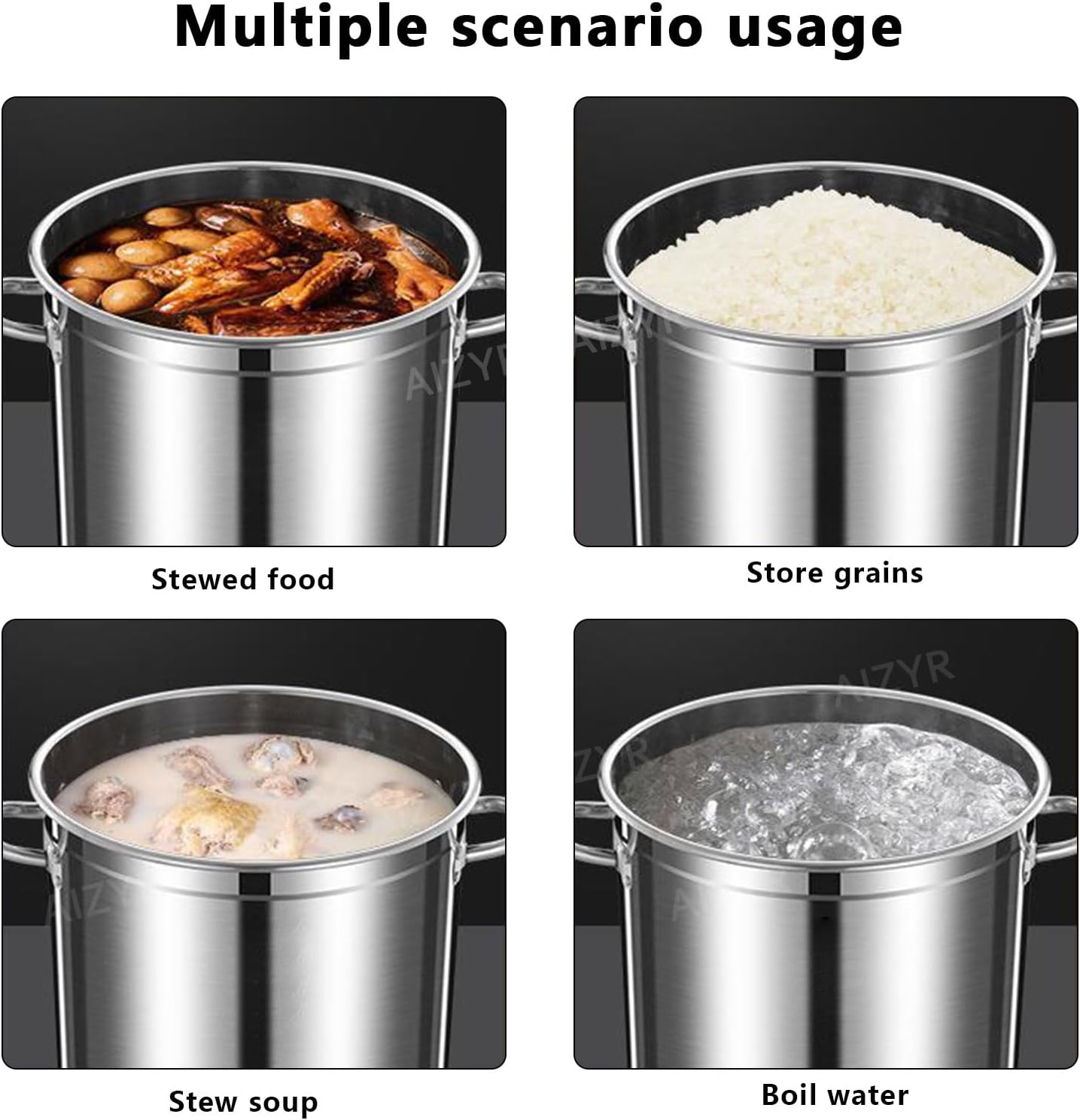 AIZYR 304 Stainless Steel Stock Pot with Lid
