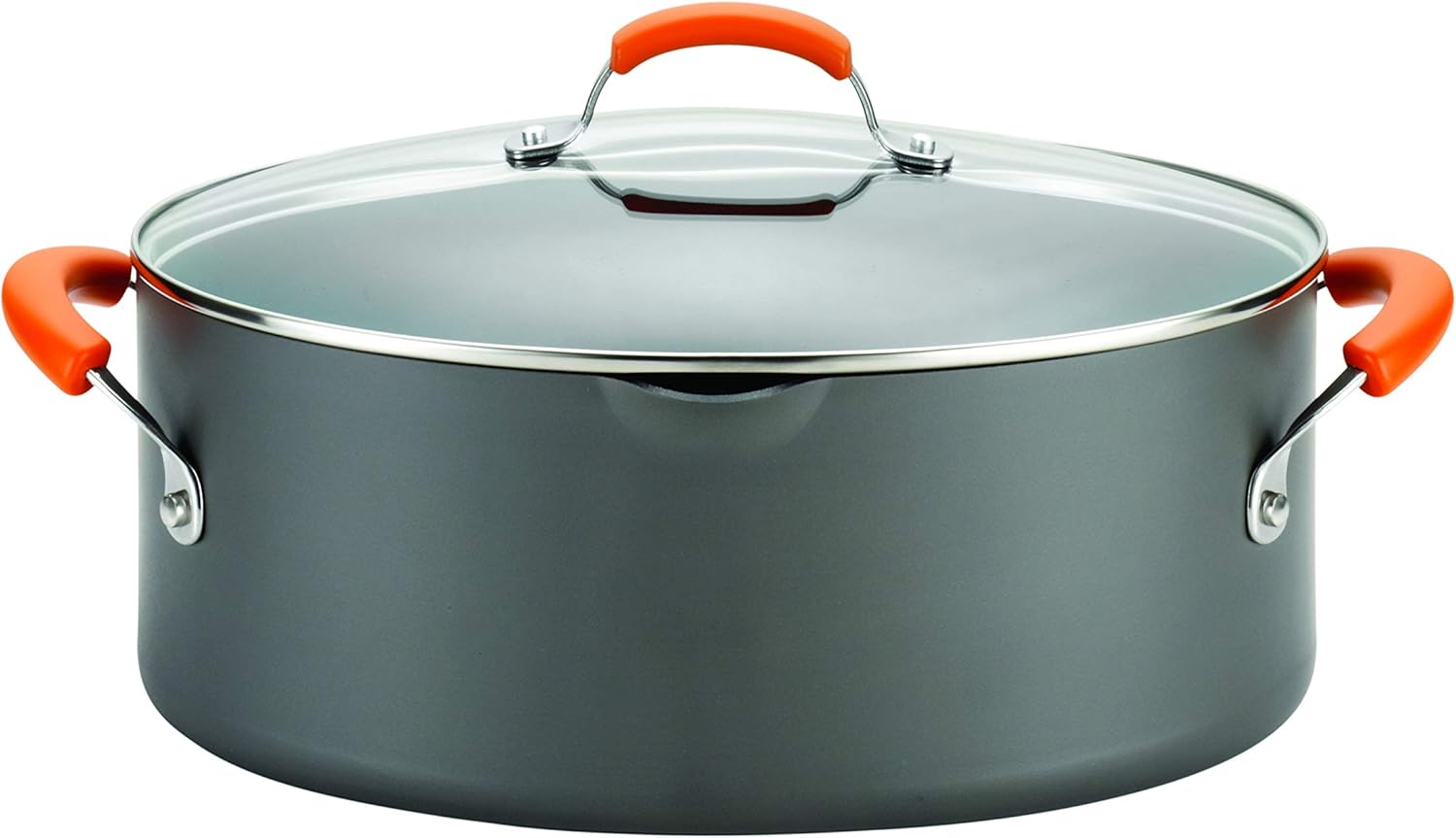 Rachael Ray 8-Quart Oval Stockpot with Lid and Pour Spout Gray