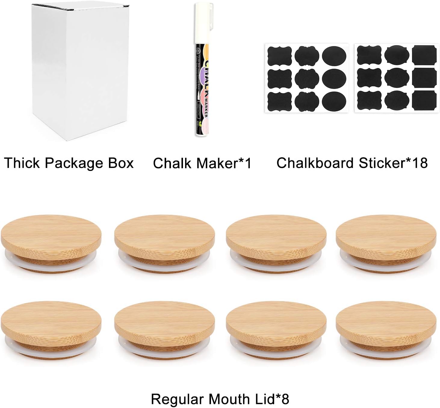 CNVOILA Bamboo Mason Jar Lids for Home Eco-Friendly 8-Pack