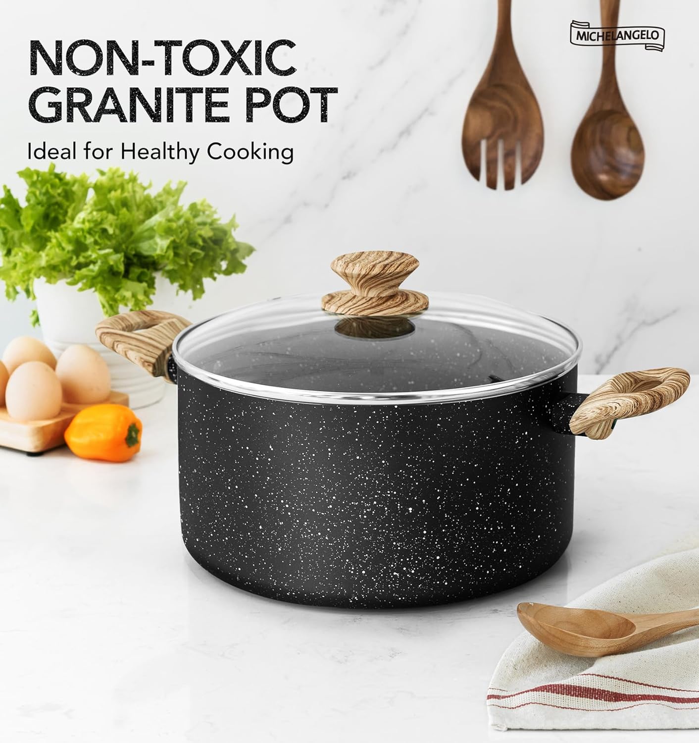Premium 5 qt Stock Pot with Lid Nonstick Ergonomic and Built to Last
