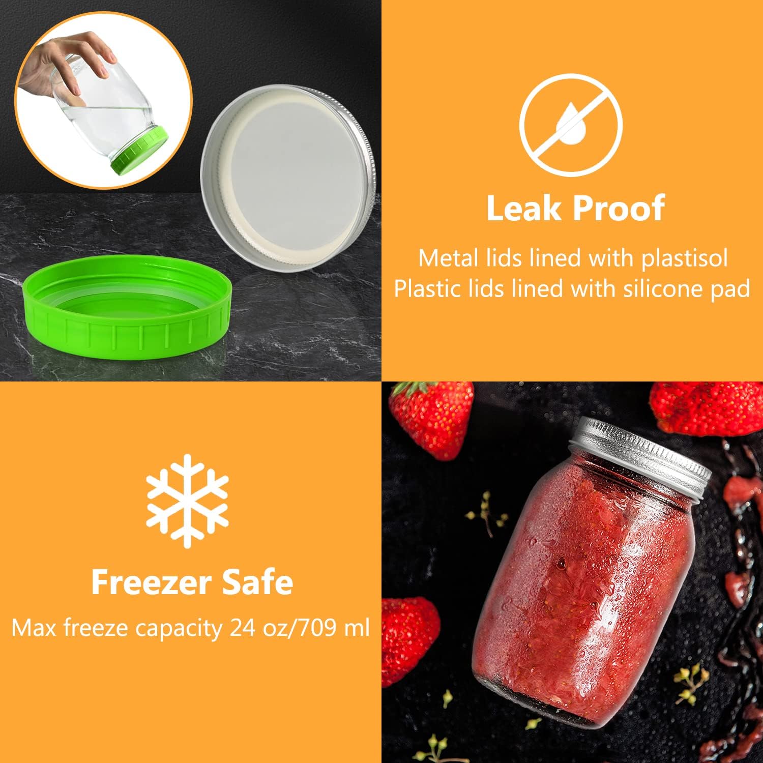 Perfect for Preserving Meal Prep Mason Jars with Lids Home Kitchen Essential