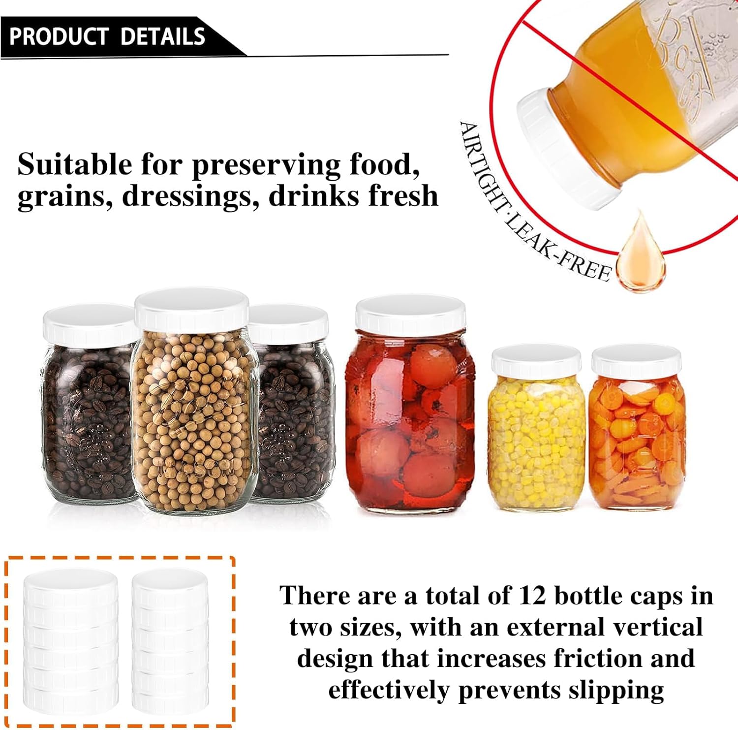 20 Set Mason Jar Lid Set for Canning with Silicone Sealing Rings