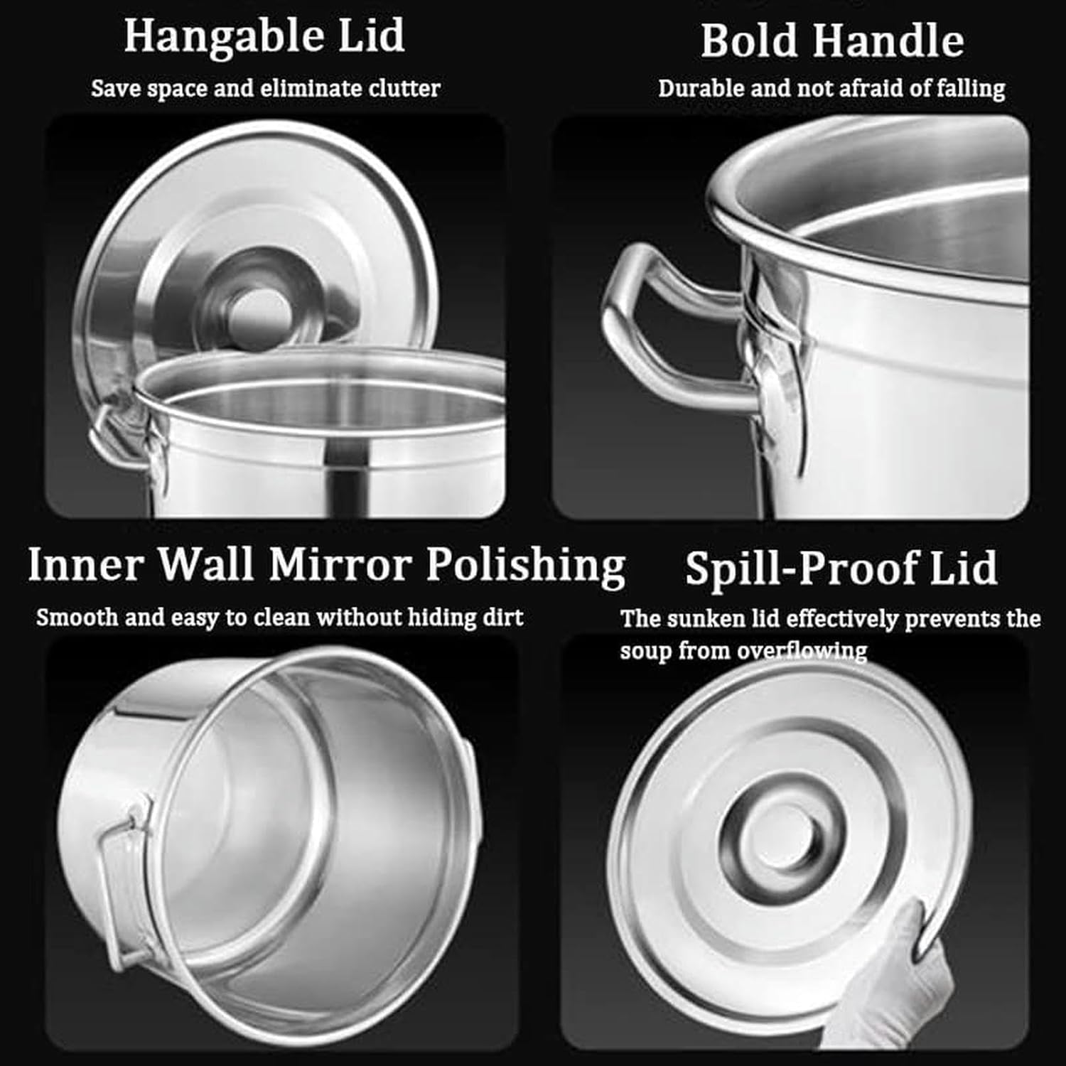 Wzglod Large Deep Stainless Steel Stock Pot Boiling
