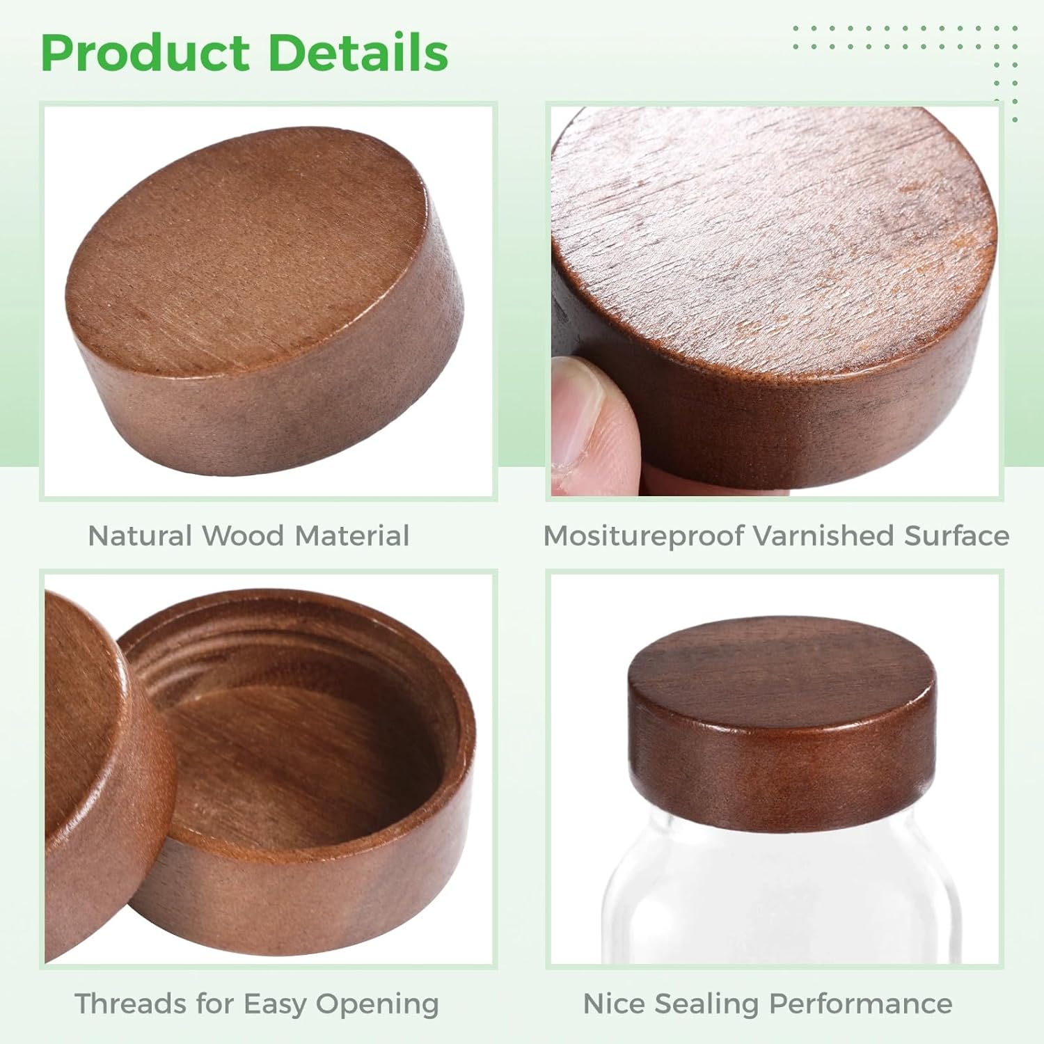 DIMEGON Wooden Jar Lids Set 16PCS for 4oz6oz