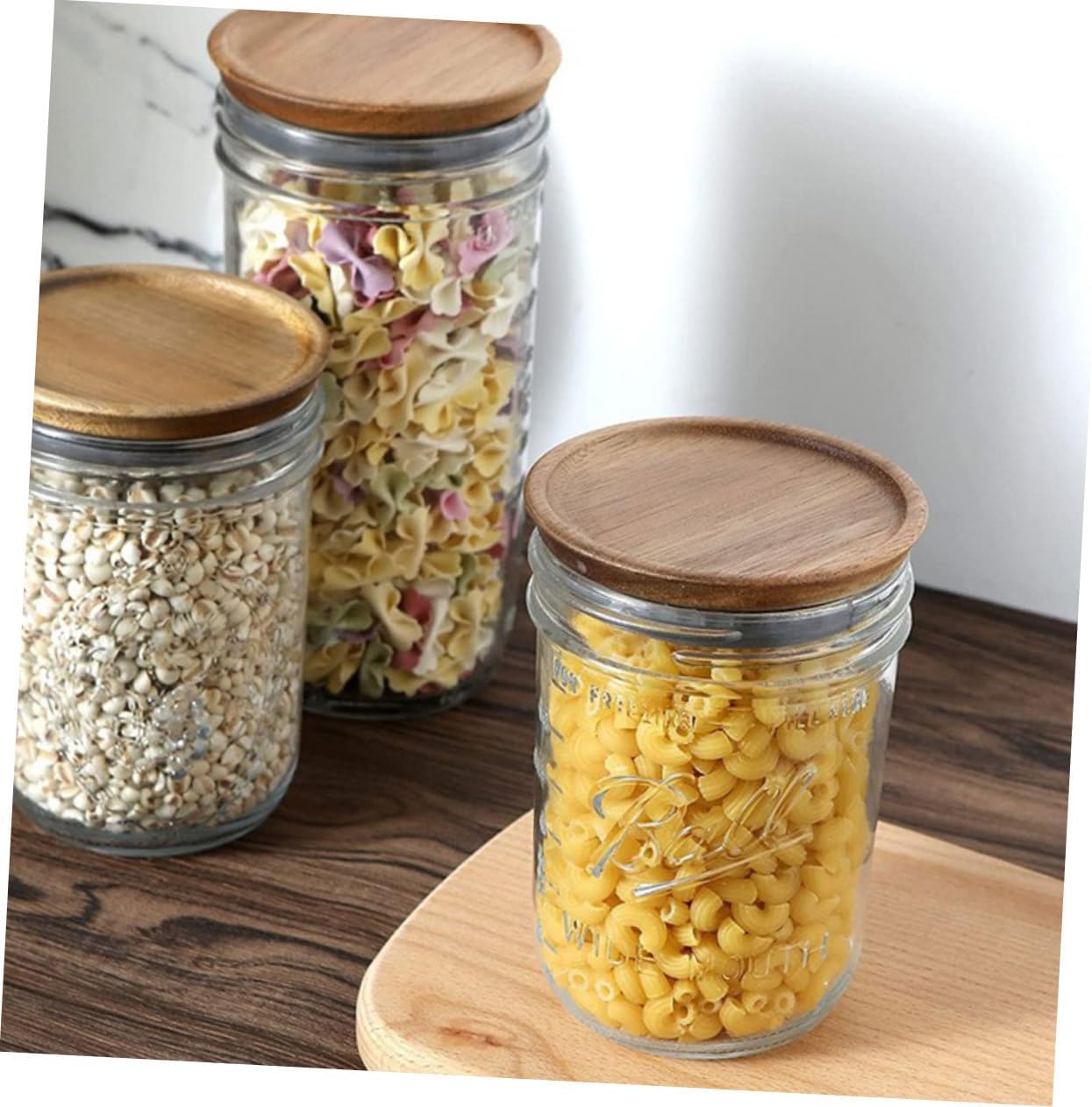 Zerodeko 2pcs Wooden Mason Jar Lids with Silicone Seal