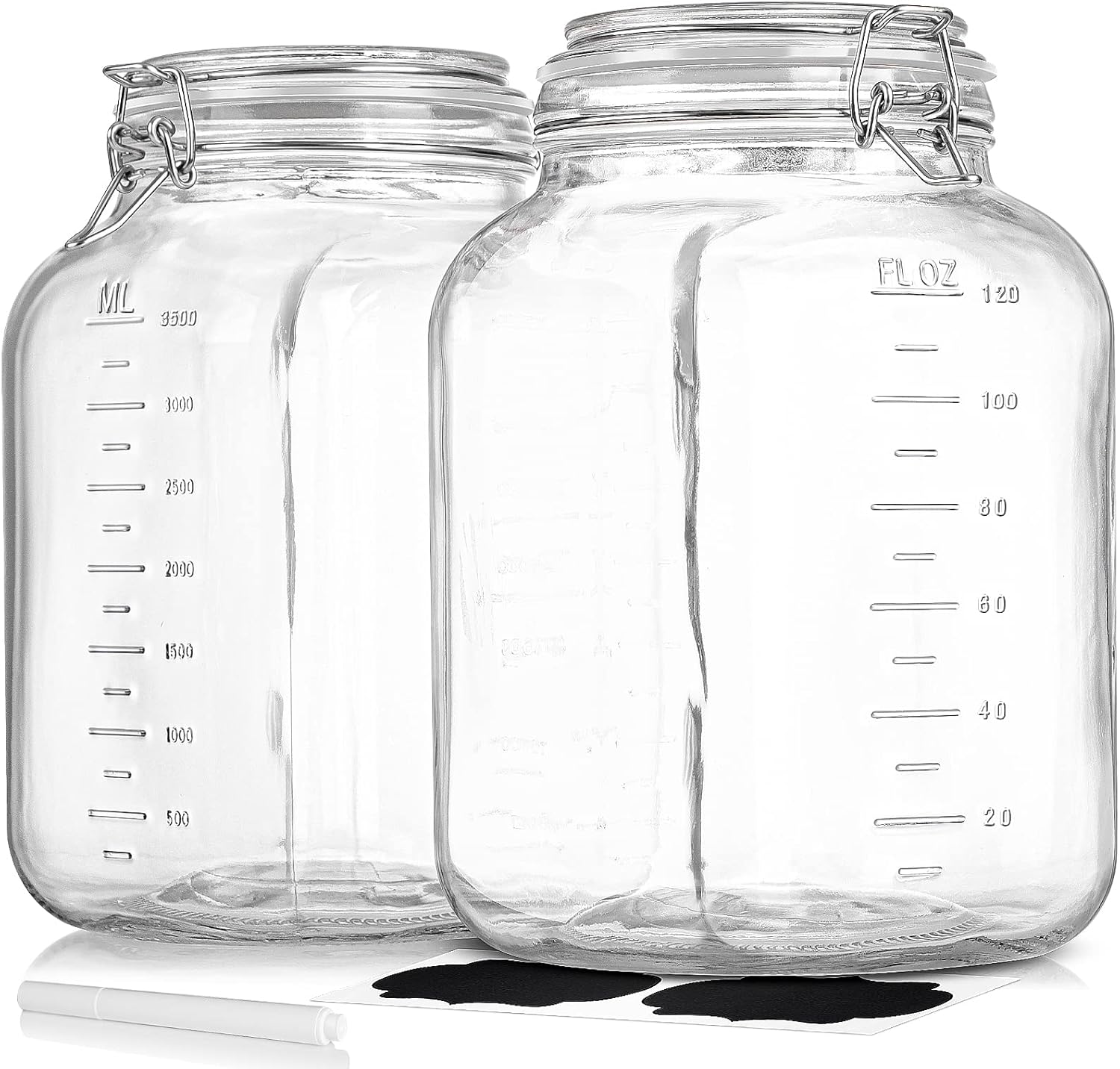 2-Piece 1 Gallon Glass Canning Jars with Airtight Lids