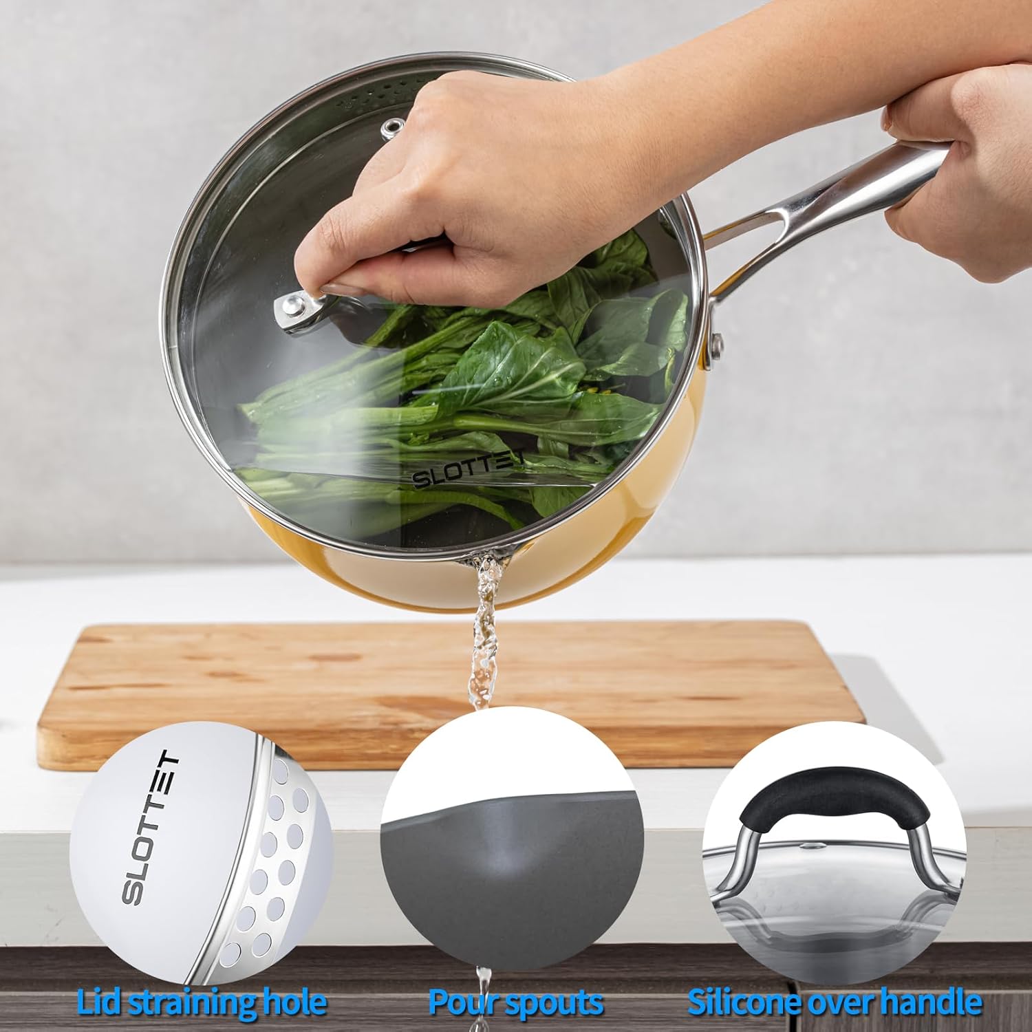 Ceramic Nonstick Tri-Ply Stainless Steel Saucepan