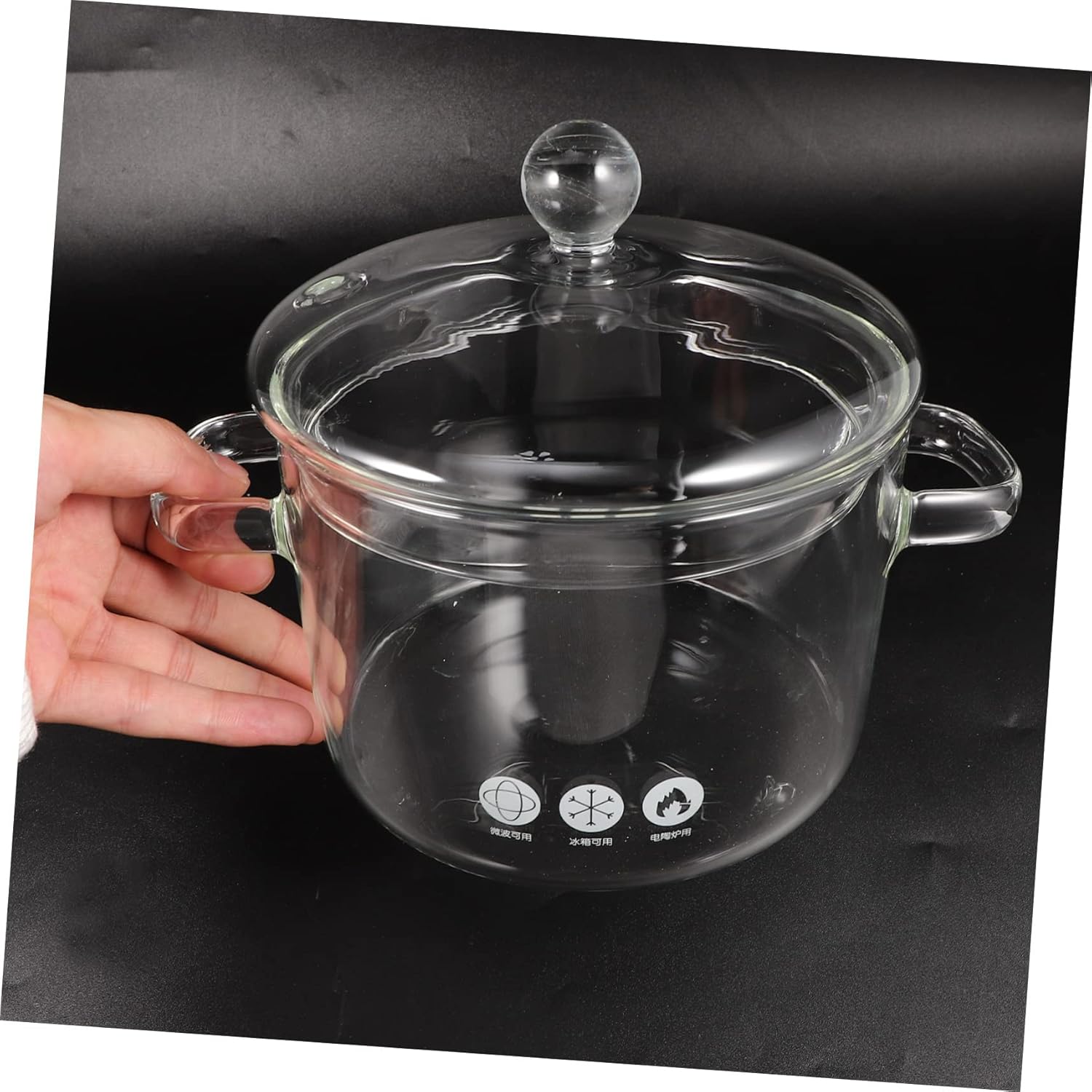 High Borosilicate Glass Noodle Pot with Cover 1500ml