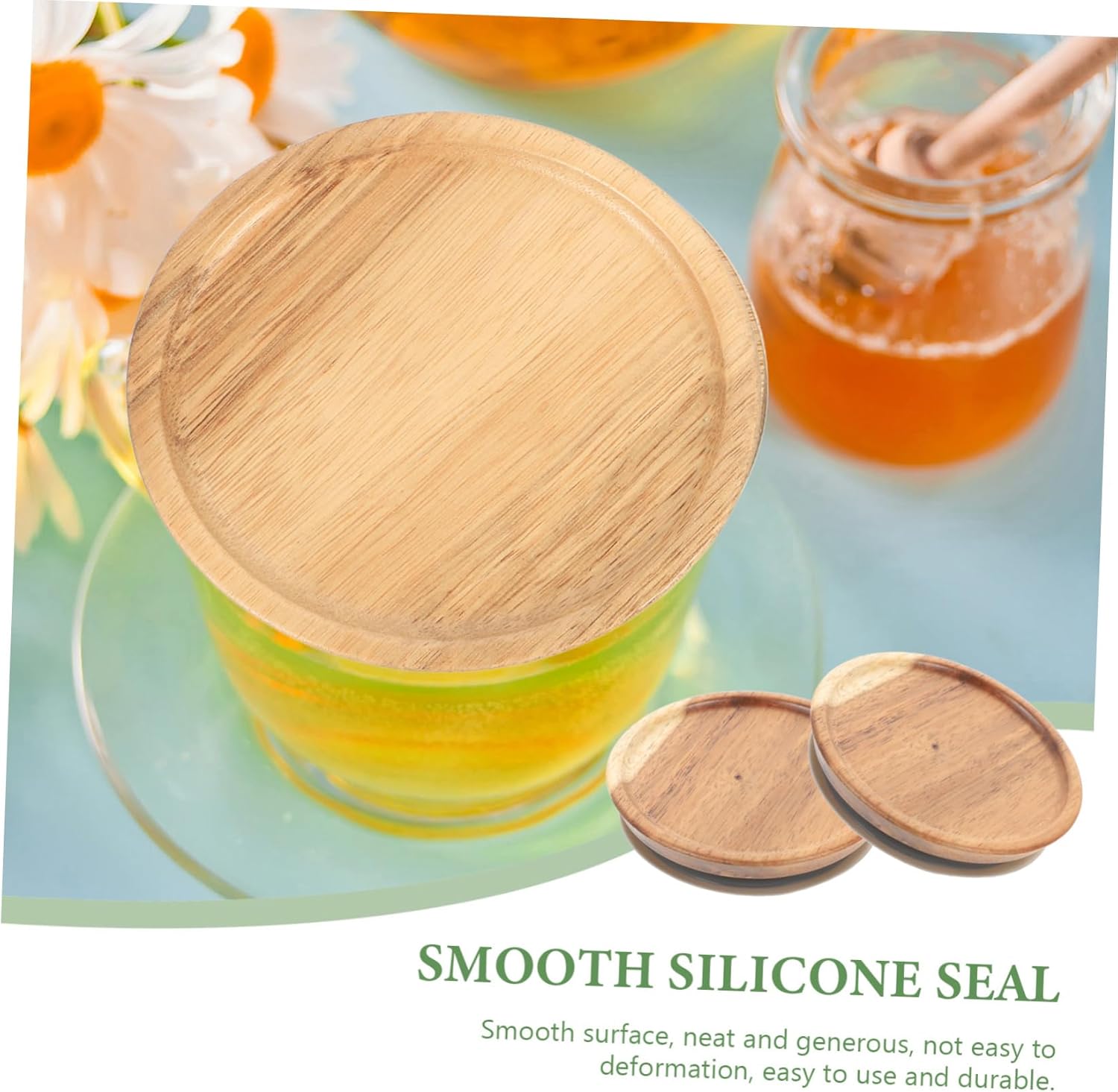 Cabilock 4-Piece Wide Mouth Wooden Jar Lids