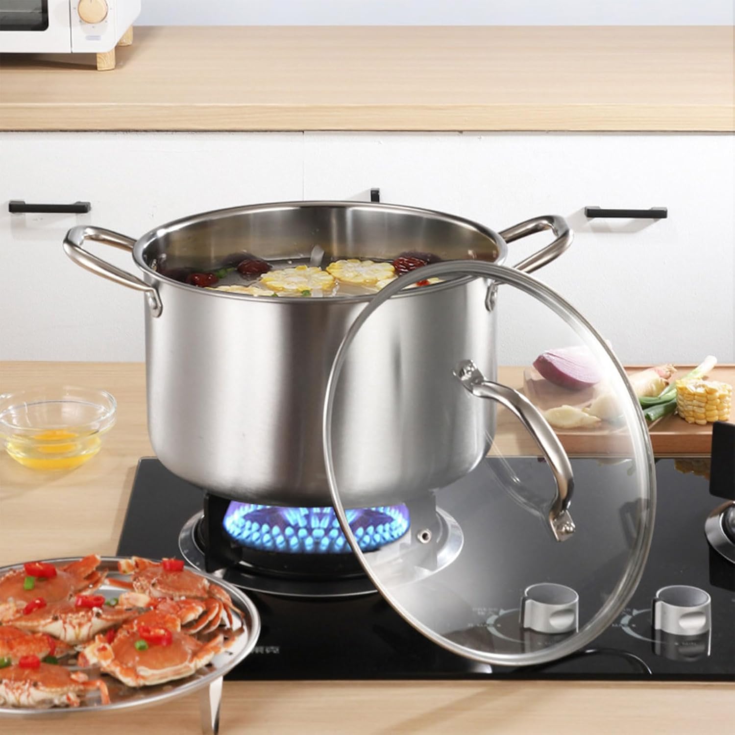 Stainless Steel Stock Pot 11L with Tempered Glass Lid