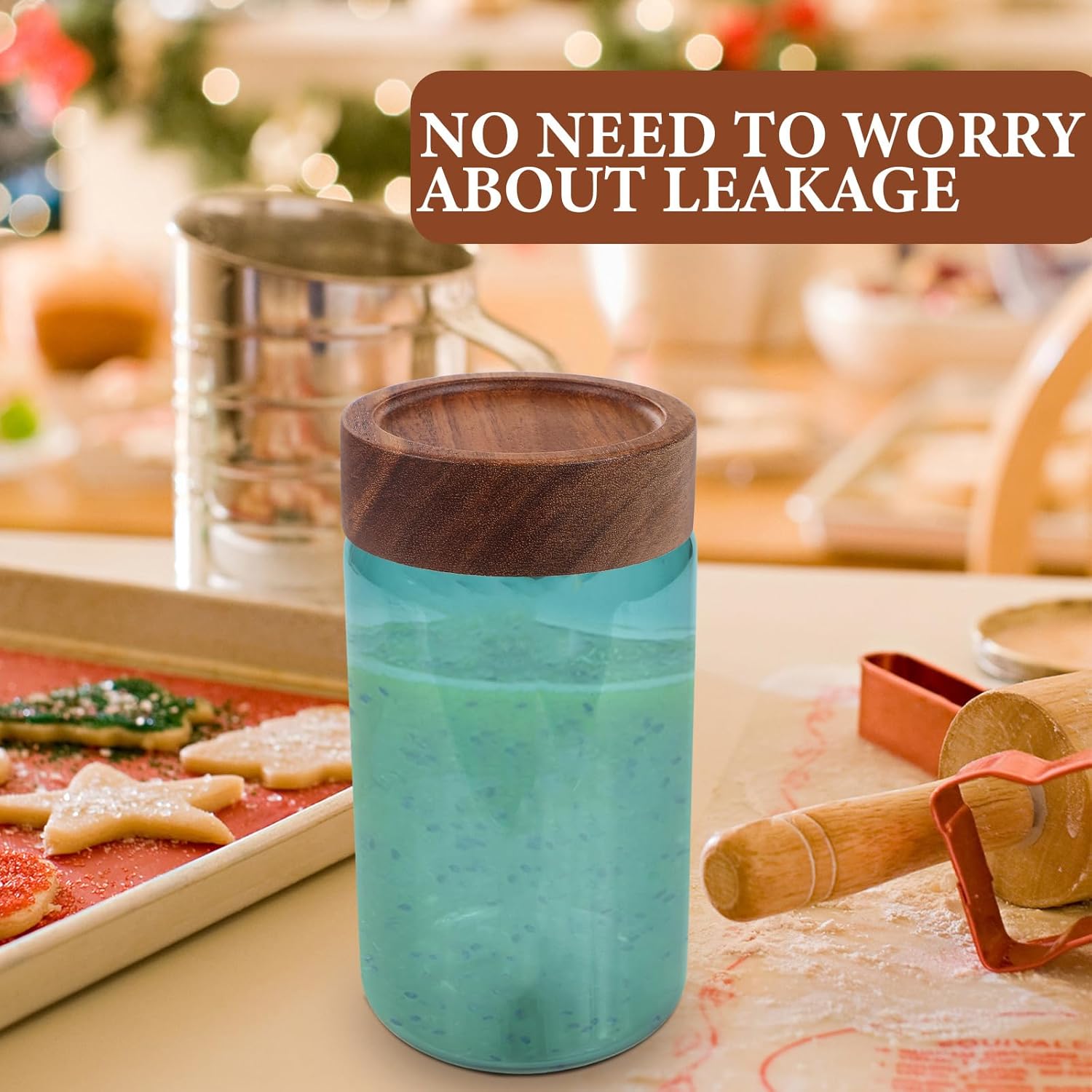 6pcs Reusable Acacia Wood Mason Jar Lids Set