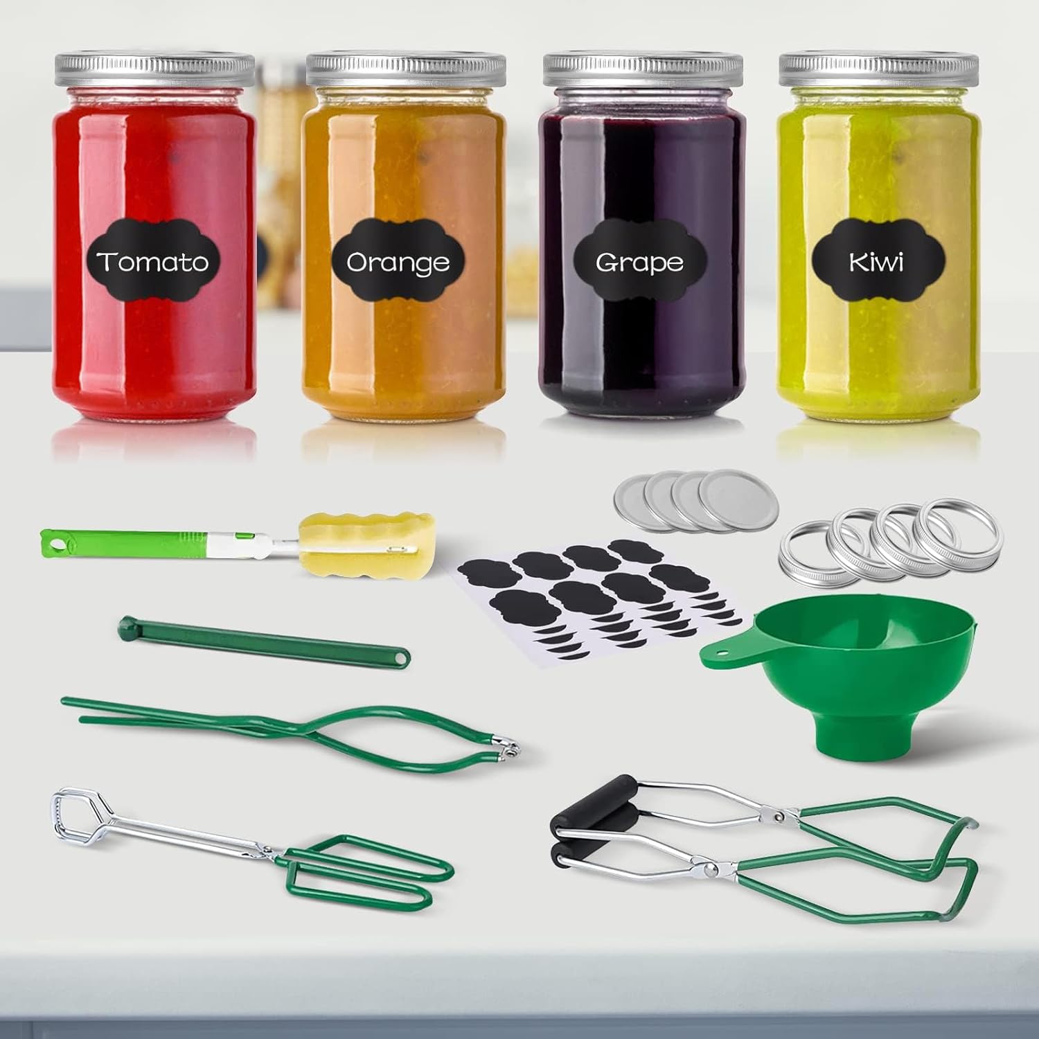 Alemard 11pc Canning Kit - Jar Lifter Lid Lifter Funnel Wrench Lids Rings