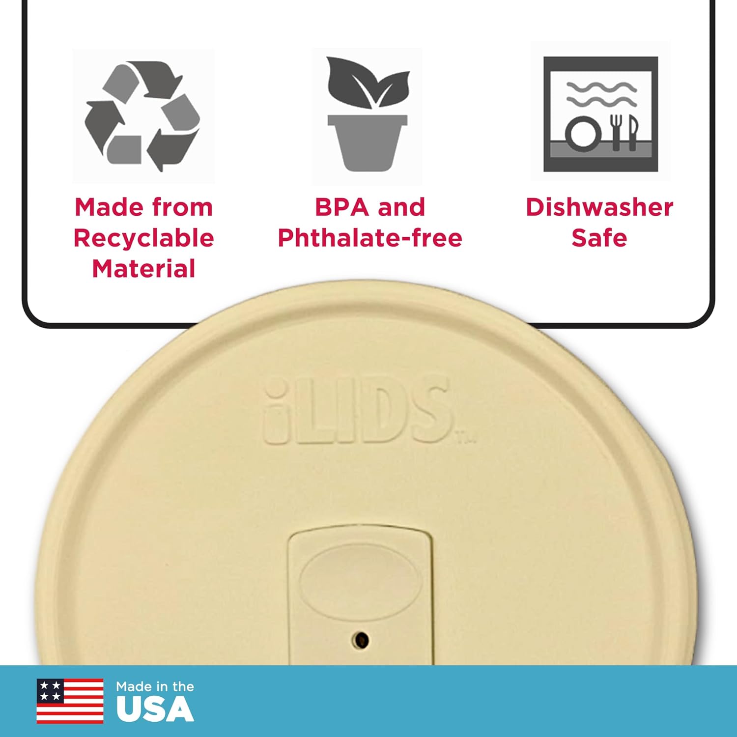 iLIDS Mason Jar Drink Lid Capacity 12oz Fuel-Resistant Sealed lid 2-count