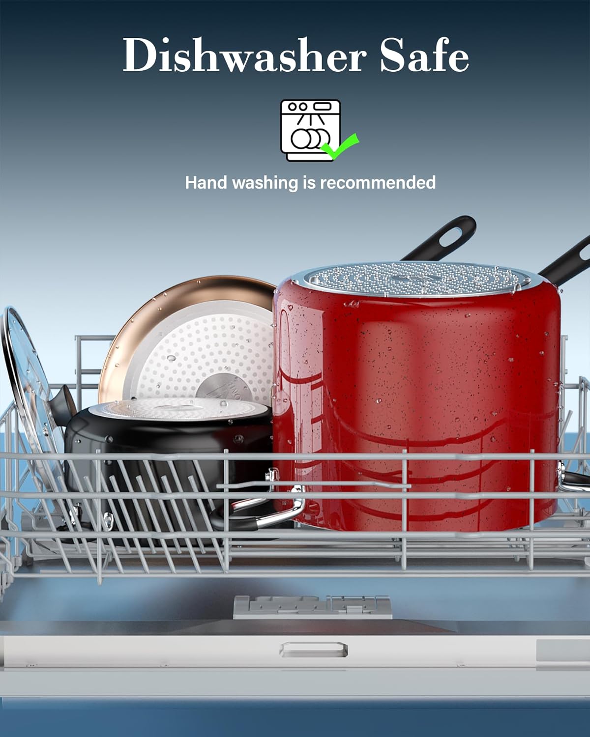Cook N Home 105 Qt Nonstick Stockpot with Marble Red Glass Lid