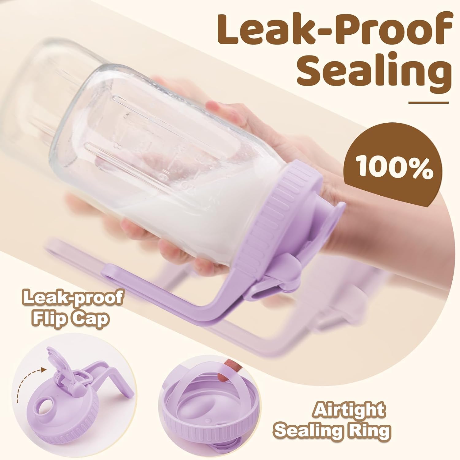 2-Pack Mason Jar Lids with Leak-Proof Lid and Flip Cap