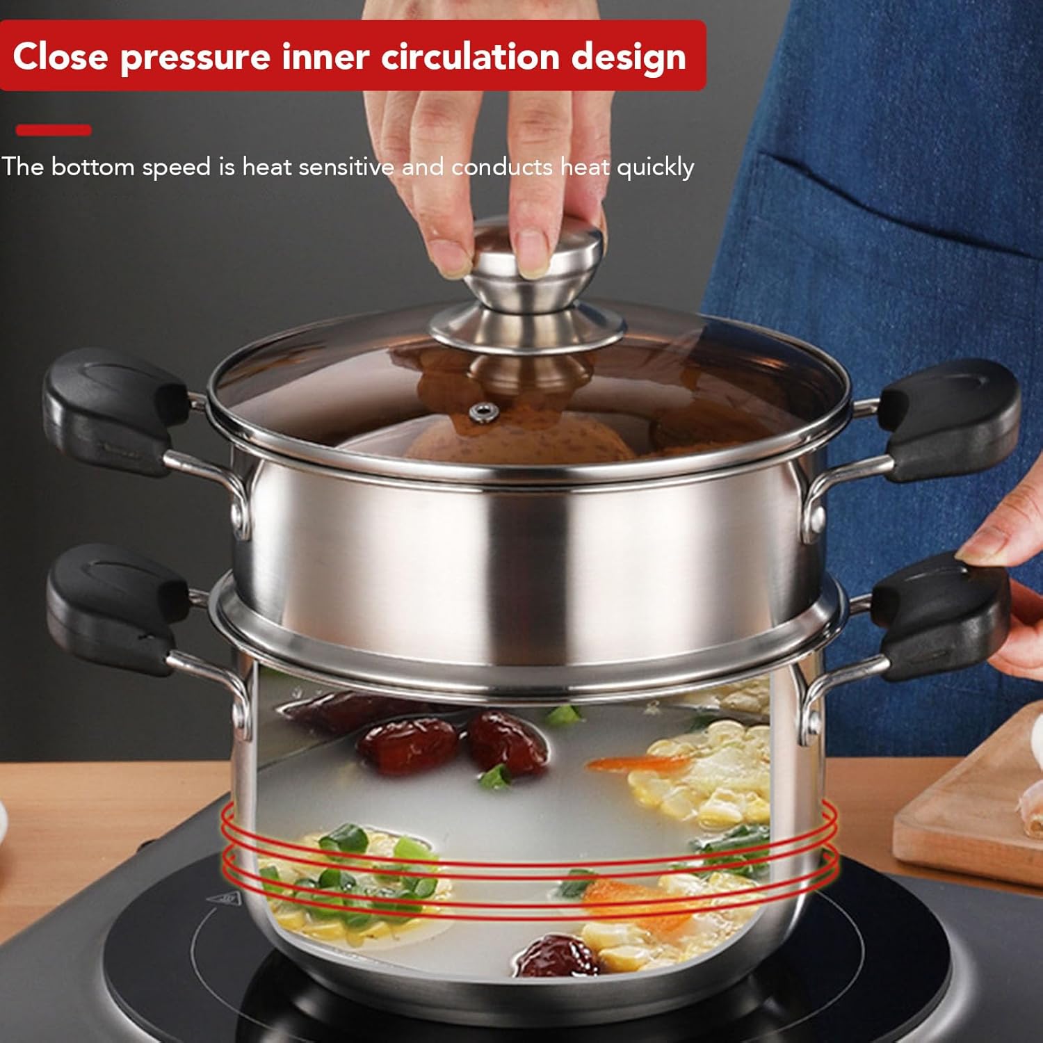 POCREATION Double-Layer Stock Pot