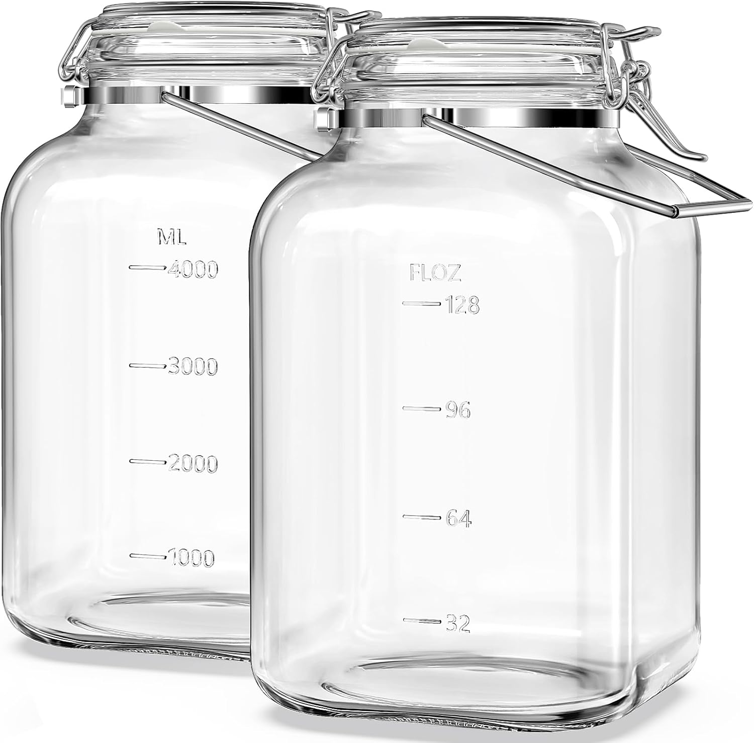 Folinstall 2 Pack Gallon Glass Jars with Airtight Lids