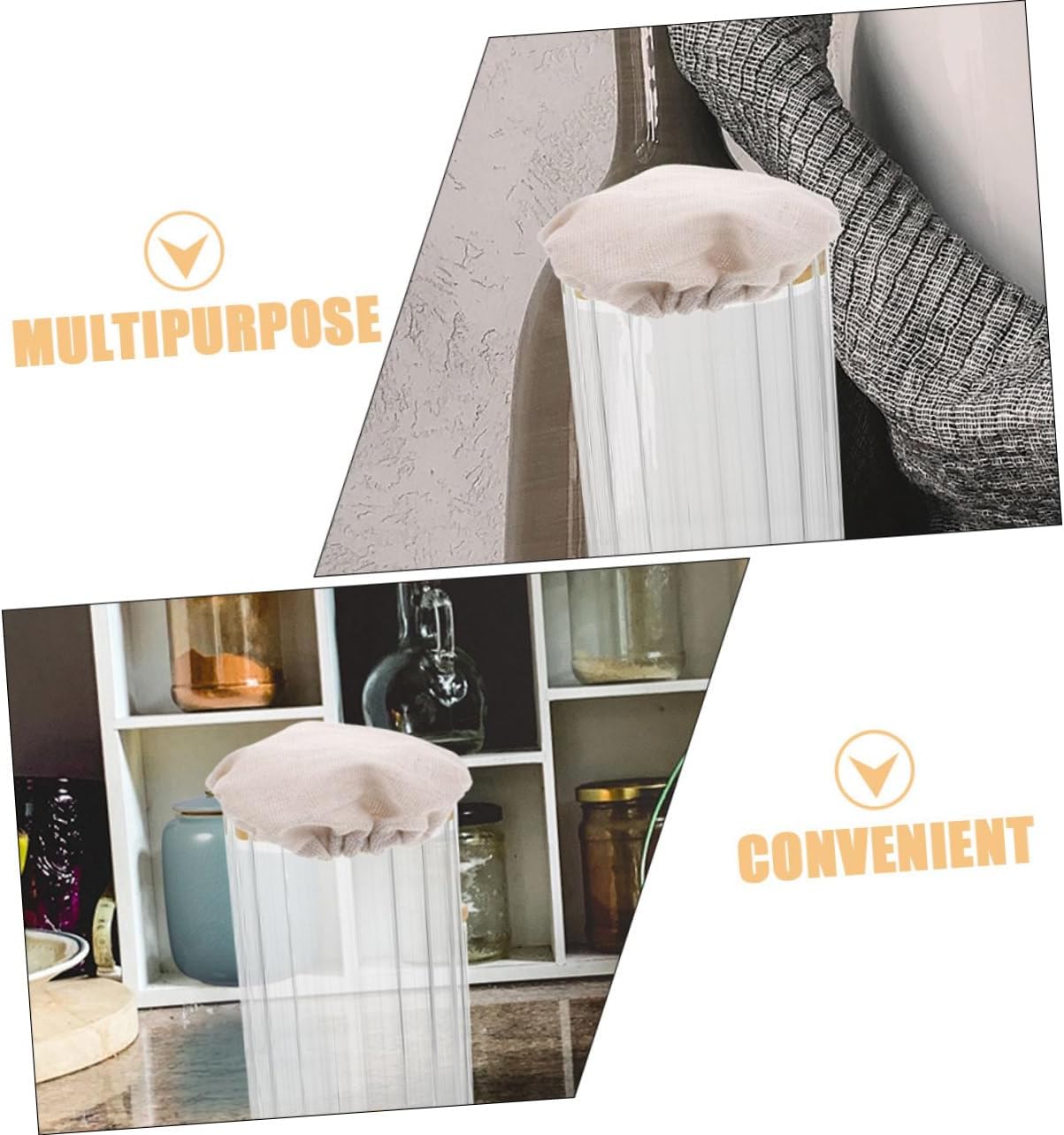 2-Piece Beige Cloth Airtight Jar Lids