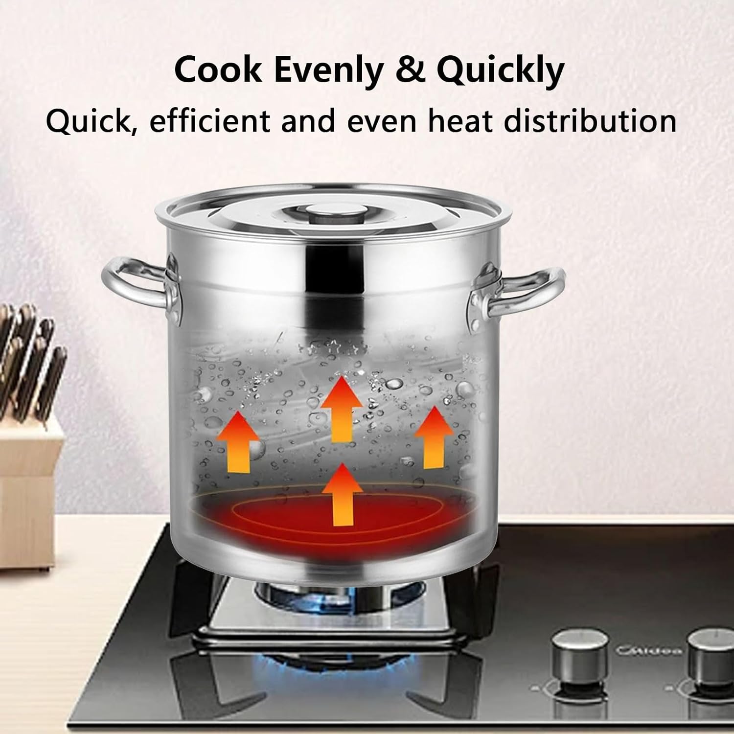 AIZYR 304 Stainless Steel Stockpot with Lid Durable Multi-Purpose