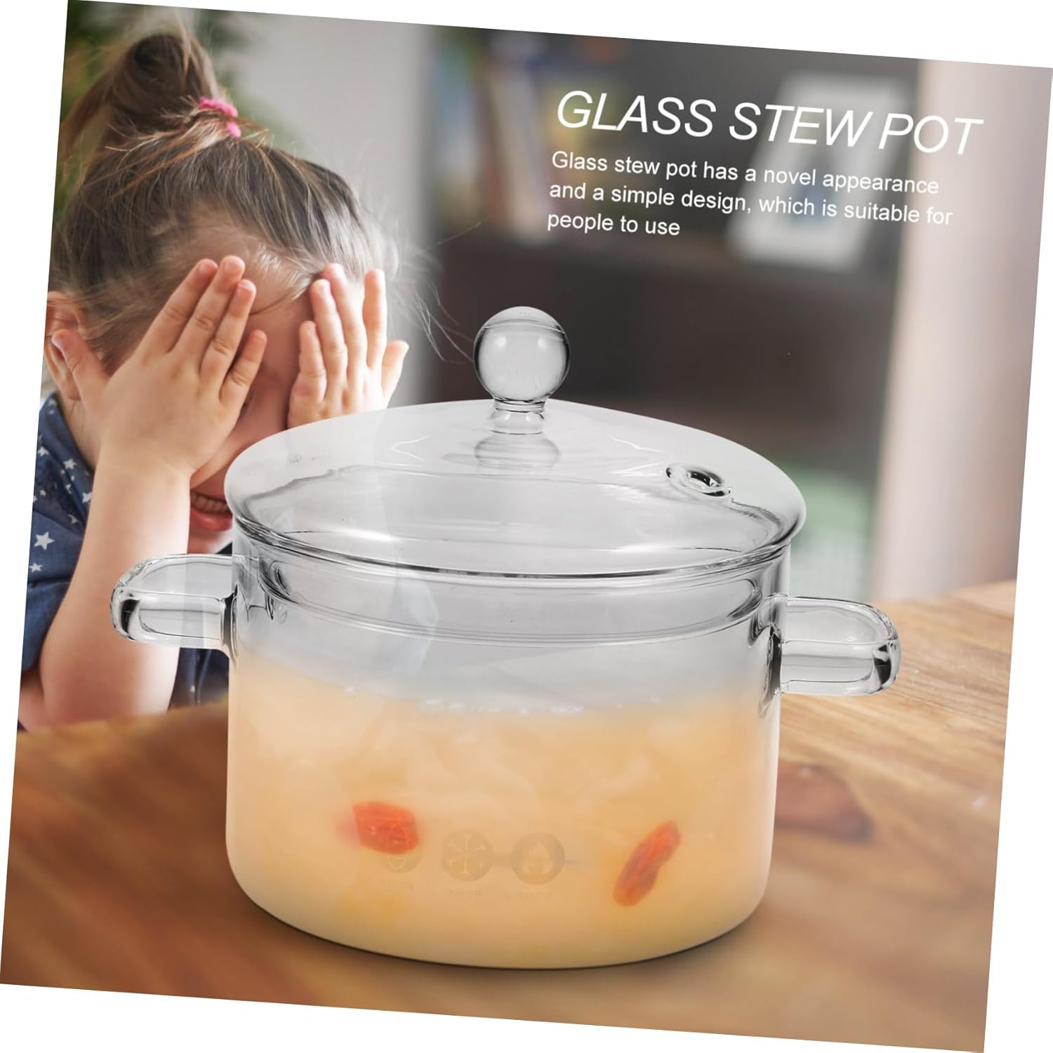STOBAZA Glass Stew Pot 1500ml with Dual Handle and Lid