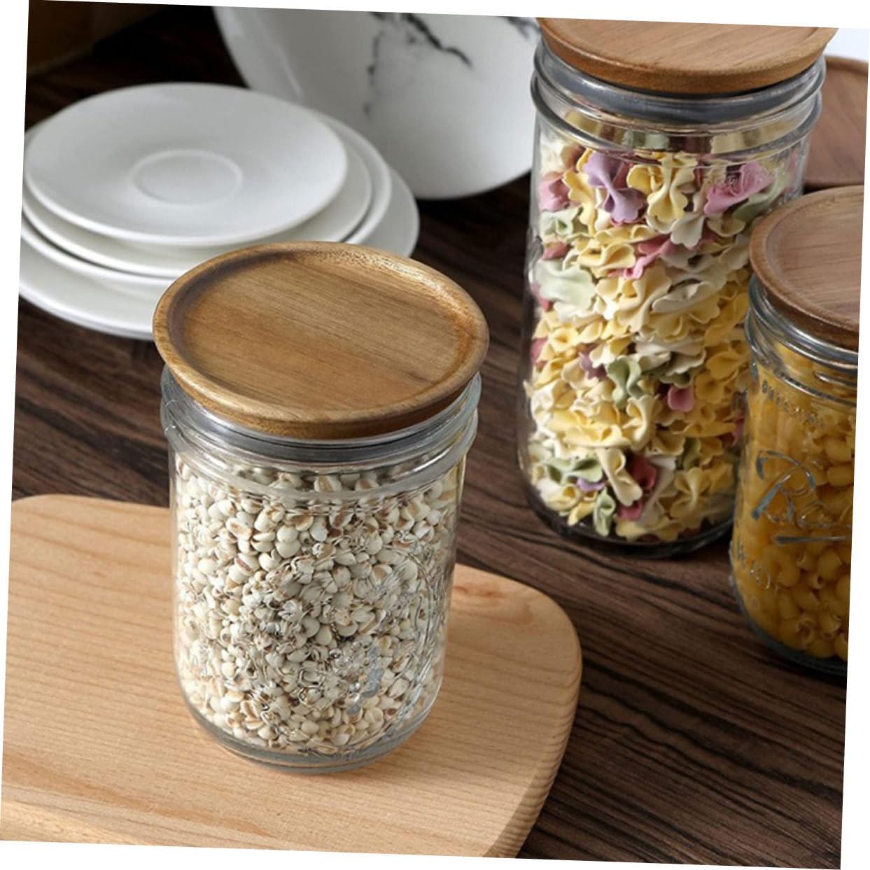 2pcs Wooden Mason Jar Lids with Silicone Seal