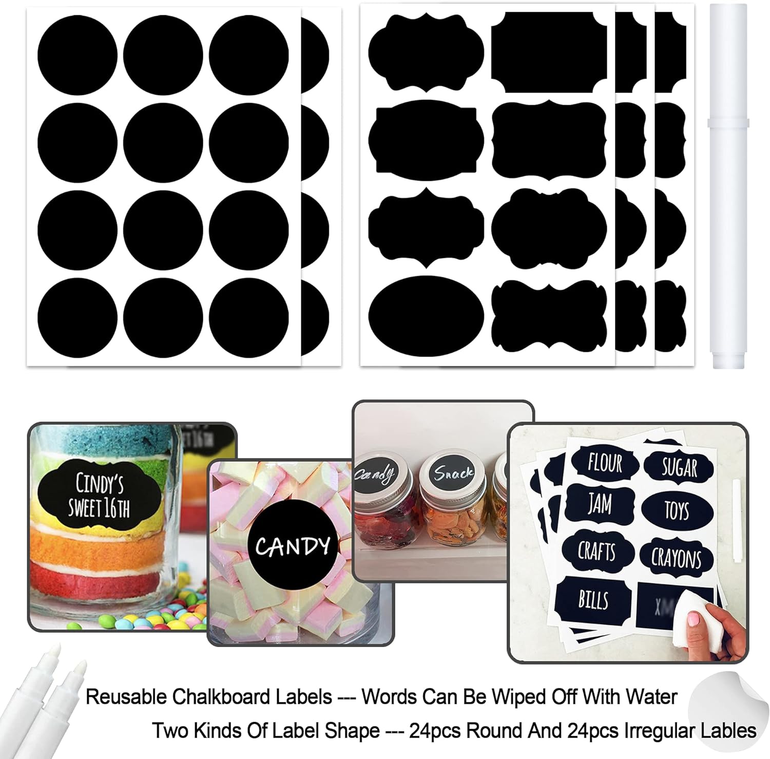 20-Pack Glass Mason Jars with Labels for Food Storage