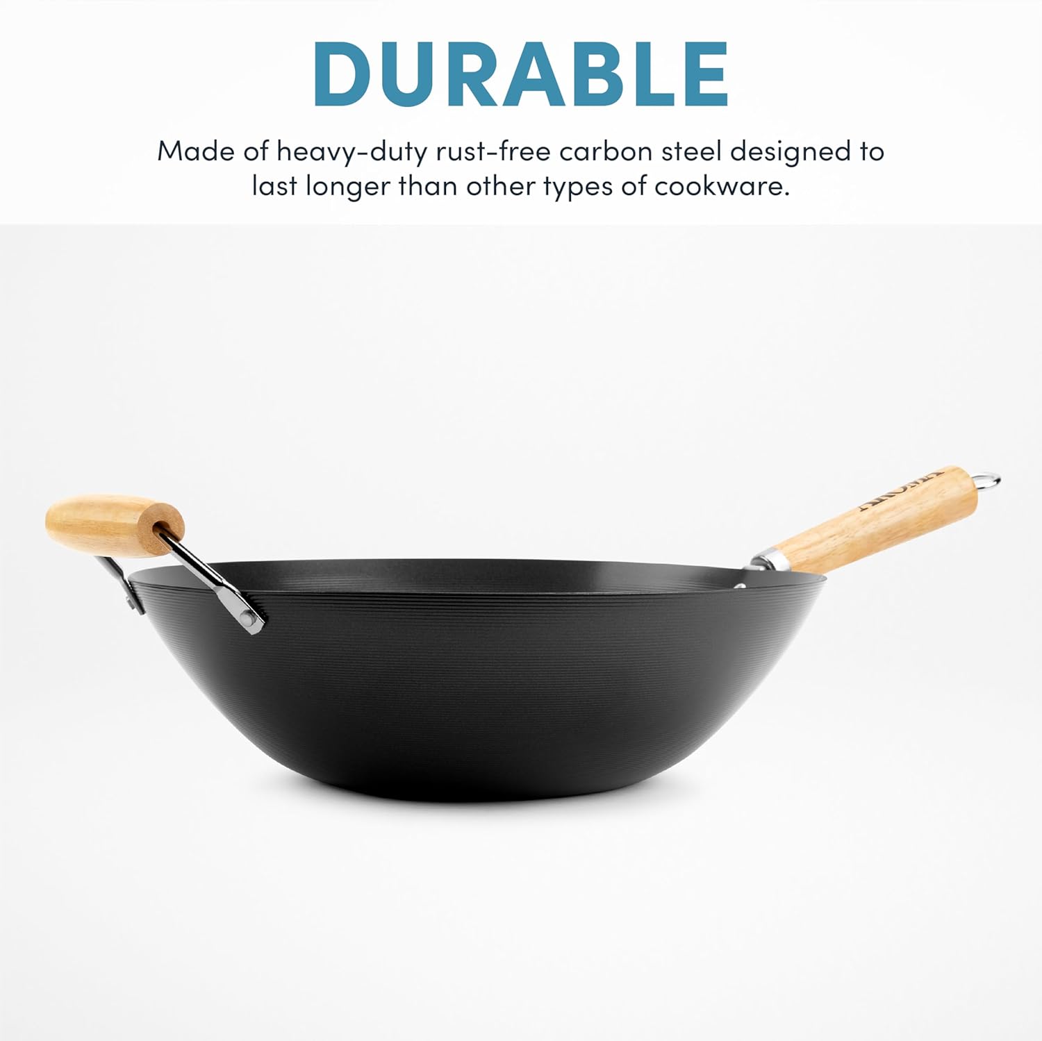 Aroma Housewares 14 In Wok Non-Stick Heavy Duty Black