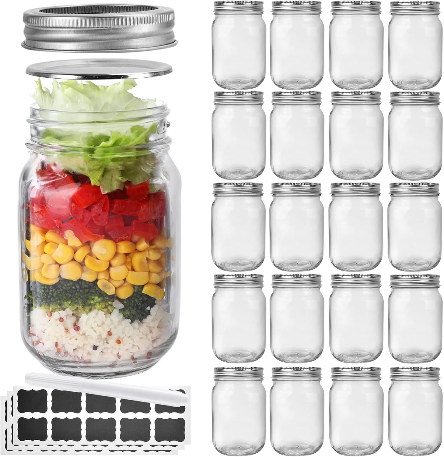 Haneye 20-Piece Glass Mason Jars