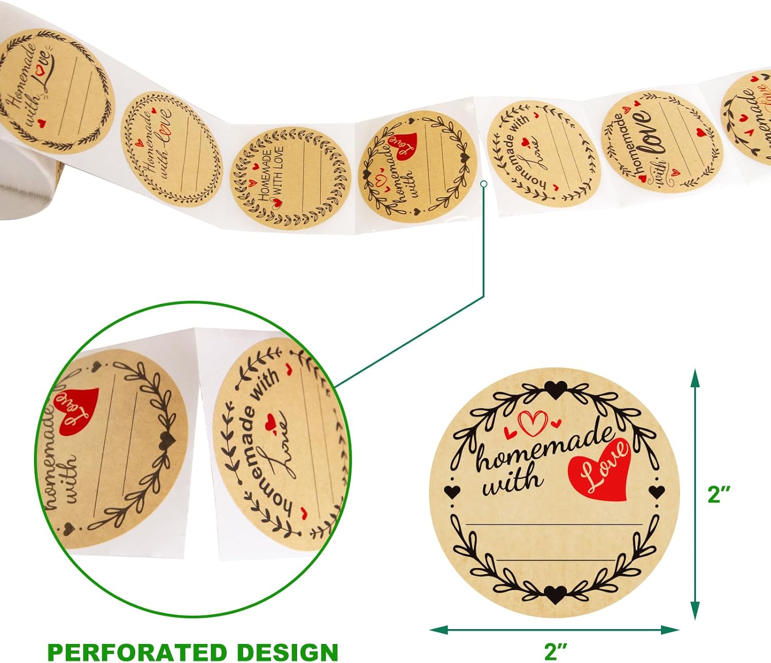 500Pcs 2 Canning Labels with Homemade with Love