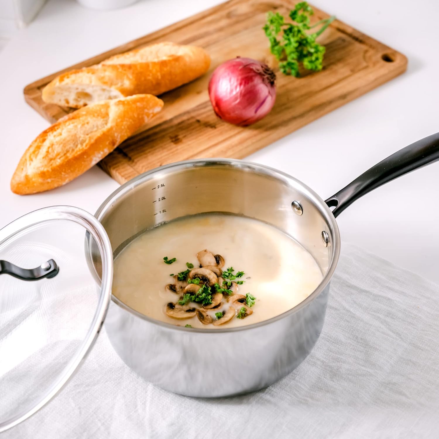 Groldties 3QT Tri-Ply Stainless Steel Saucepan