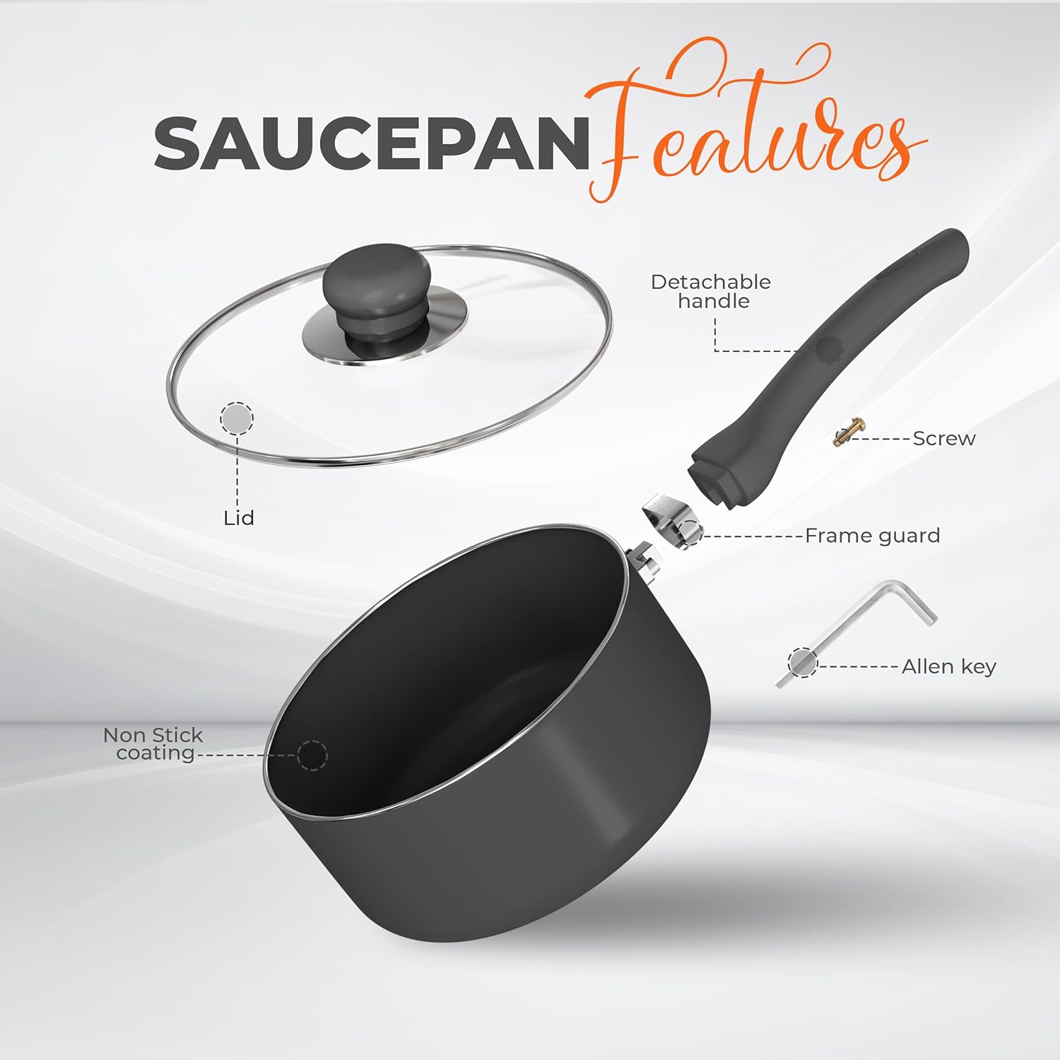 Utopia Kitchen 2 Quart Nonstick Saucepan with Glass Lid