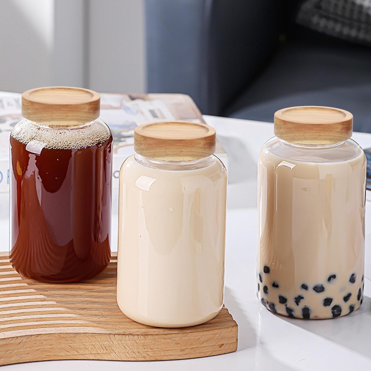 6pcs Reusable Acacia Wood Mason Jar Lids Set
