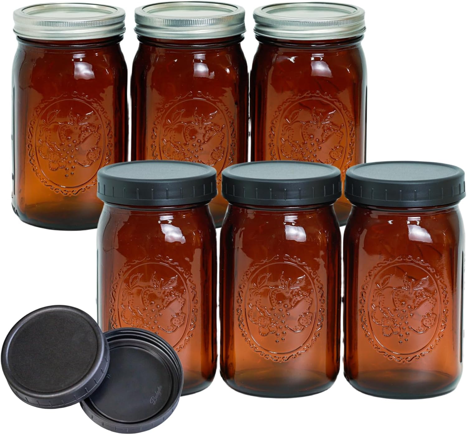 Amber Mason Jars Set