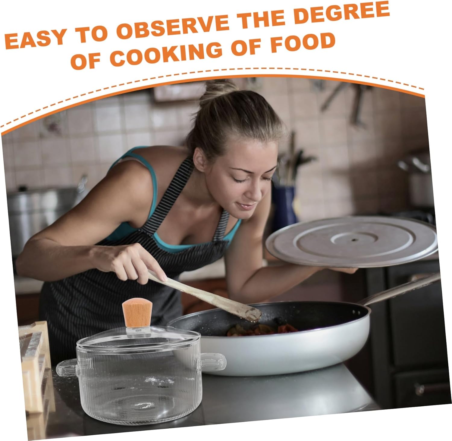 PPZZY Transparent glass cooking pot with lid