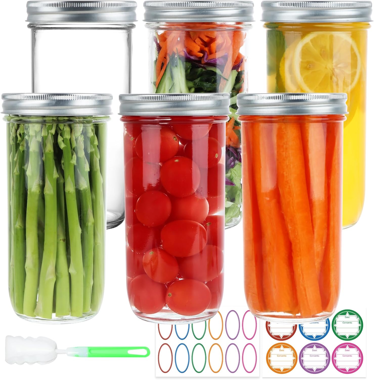 24 oz Mason Jars 6-Pack Canning Fermenting Jar Set